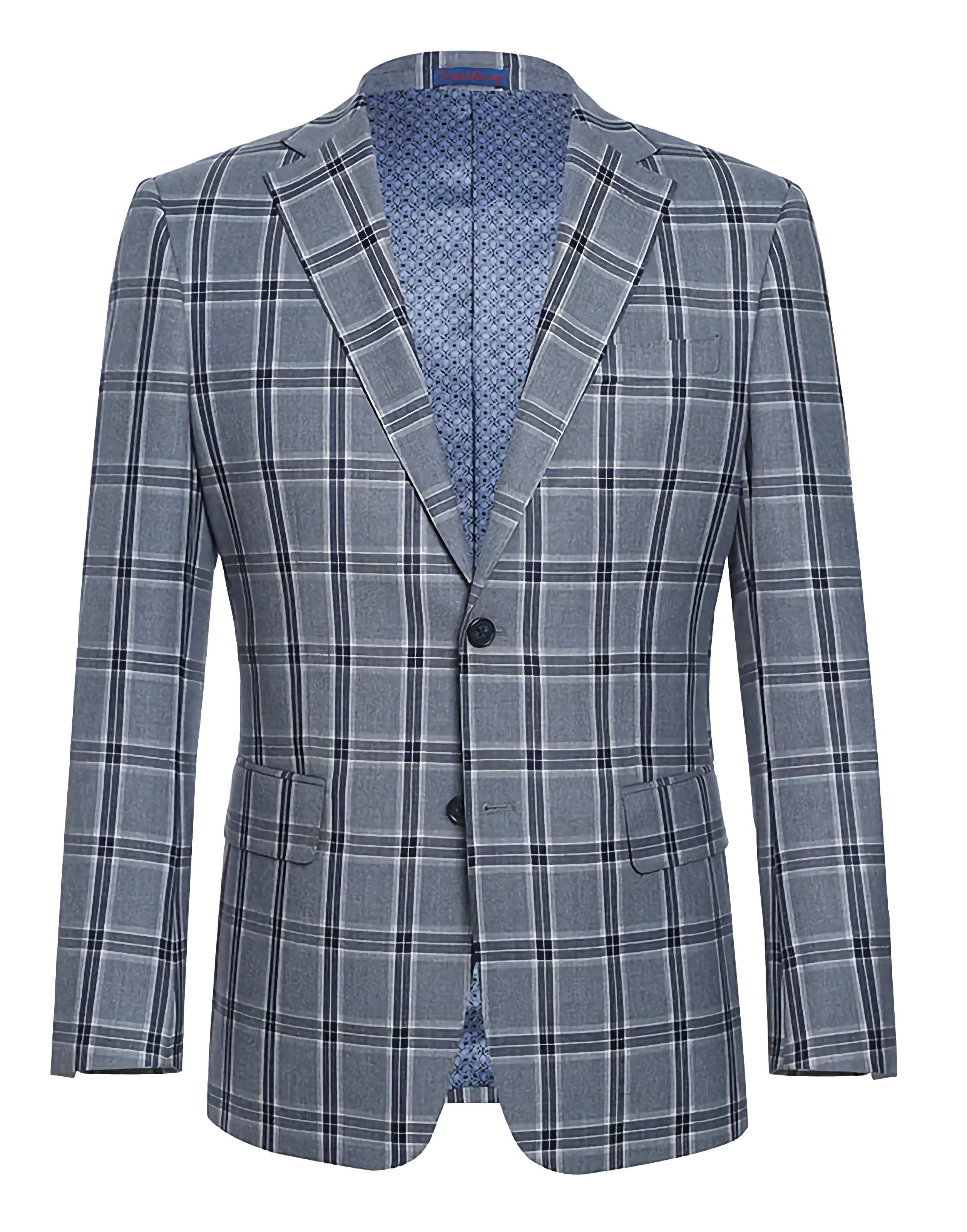 English Laundry 3-Piece Light Gray Checked Slim Fit Suit for Men | Business Formal Attire & Wedding Outfit | Perfect for Office, Interviews, and Special Occasions
