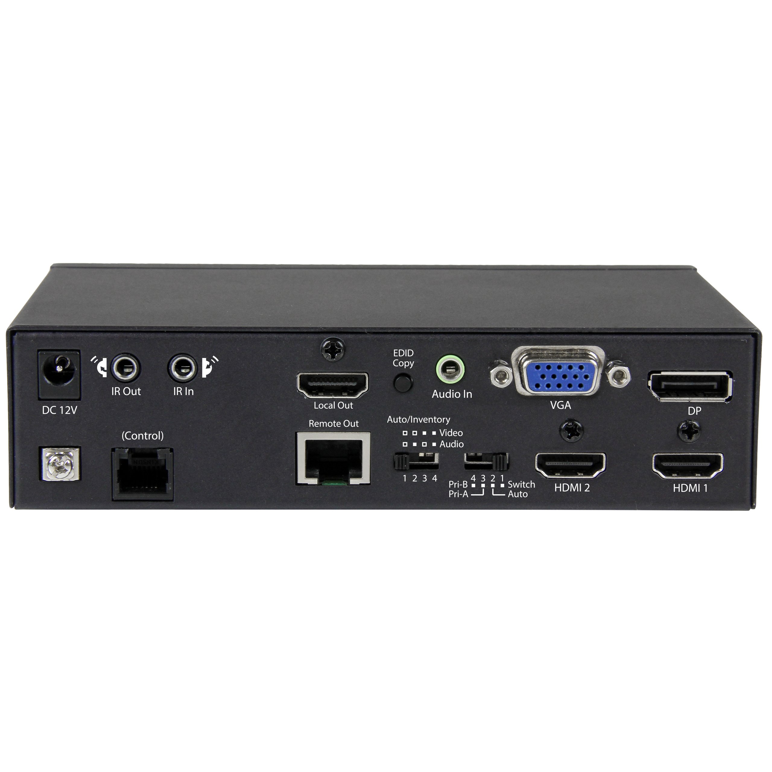 StarTech.com Multi-Input HDBaseT Extender with Built-in Switch - 4K DisplayPort VGA & HDMI Over CAT5e/CAT6 - 230ft Range, TAA Compliant (STDHVHDBT) - Perfect for Conference Rooms, Classrooms & Home Theater Setups