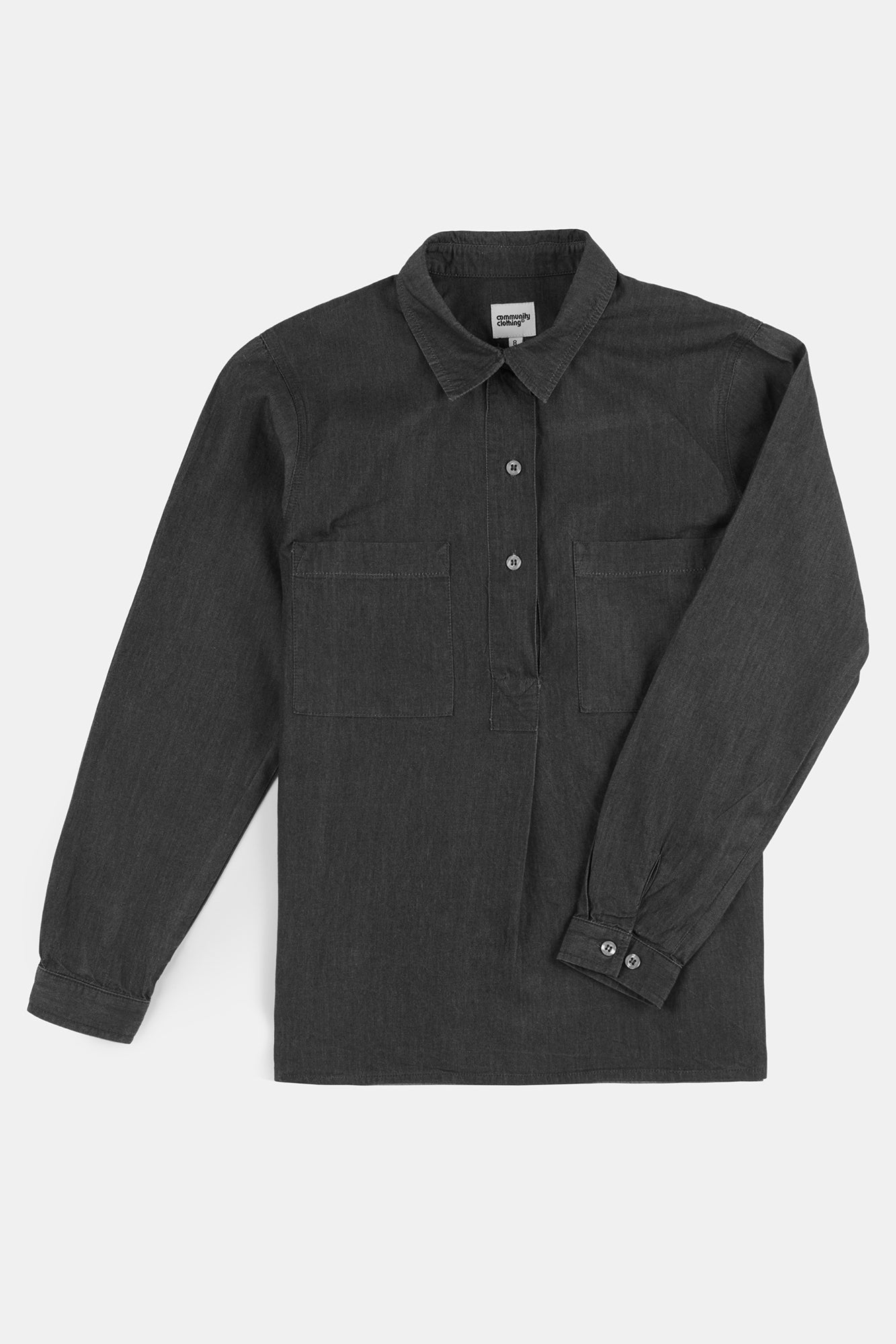 Men's Lightweight Denim Shirt - Half Placket Casual Button Up Shirt for Men, Black | Perfect for Office, Date Night & Weekend Outings