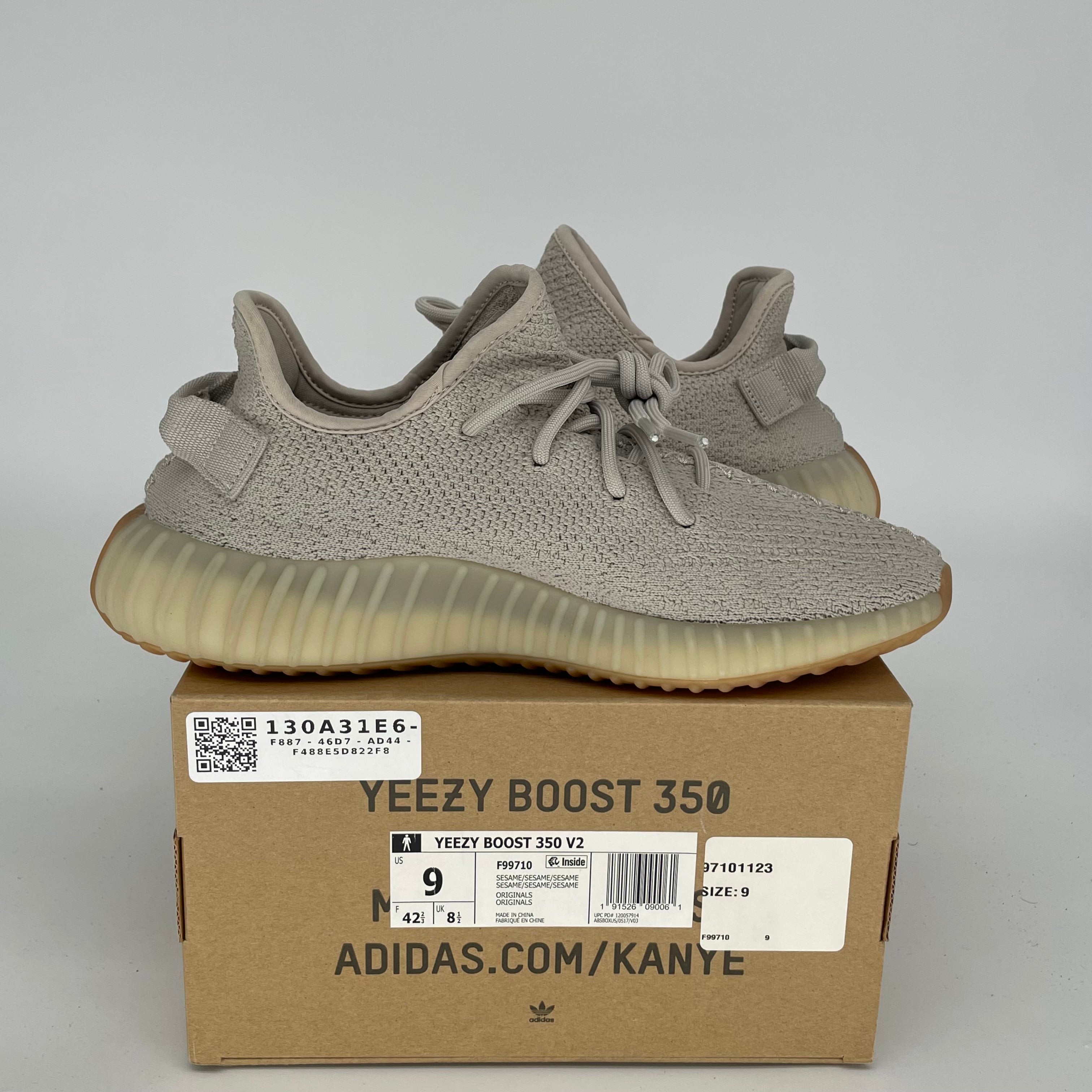 Adidas Yeezy Boost 350 V2 'Sesame' Sneakers - Men's Size 9 [Style Code F99710] | Comfortable Running Shoes & Casual Streetwear for Everyday Wear