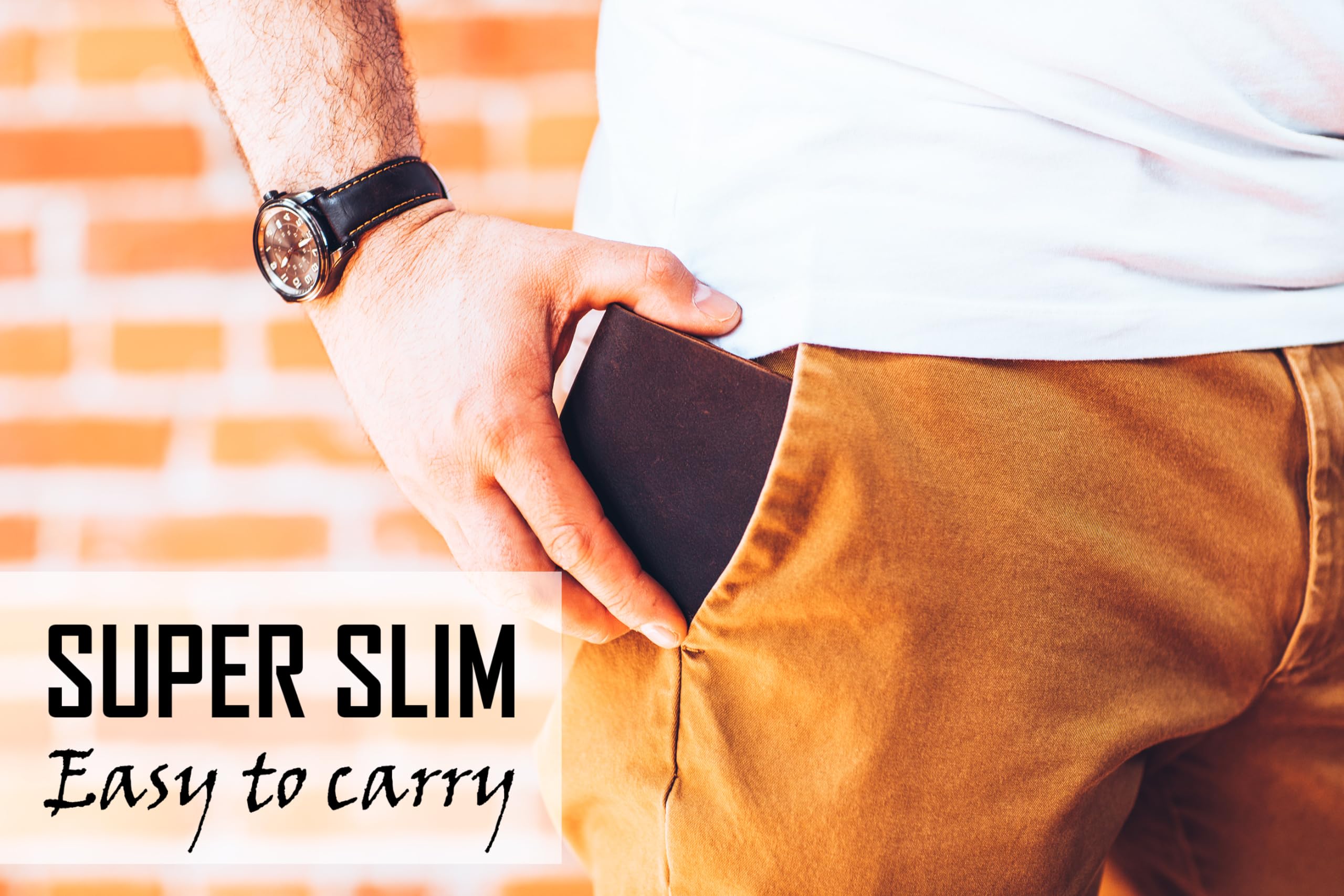 100% Genuine Leather Bifold Wallet for Men - Custom Engraved Name/Initials - Handcrafted in USA - Perfect Anniversary, Groomsmen & Christmas Gift - Durable Slim Wallet for Everyday Use & Travel