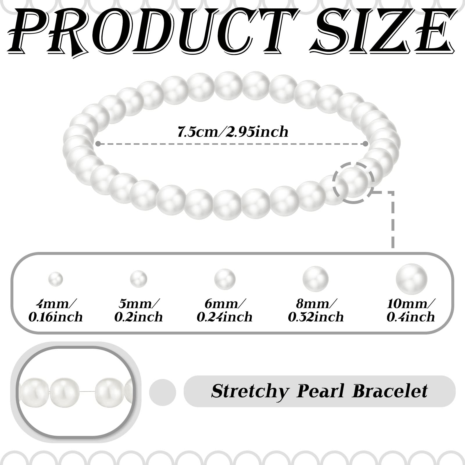 10 Pcs Faux Pearl Bracelets for Women - Elegant Stretch Beaded Bracelets for Bridesmaids, Wedding, Bridal Party - Perfect for Formal Events, Prom, Anniversary Gifts