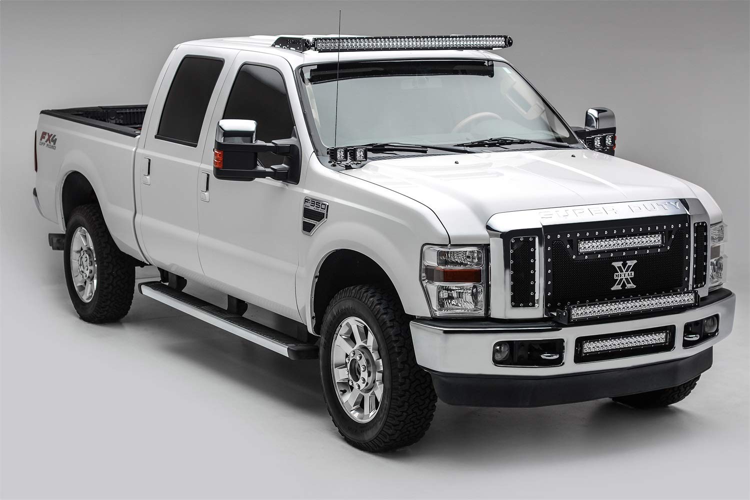 2008-2010 Ford F250 F350 Black Front Bumper LED Light Bar Kit - Off-Road Driving & Night Visibility Upgrade