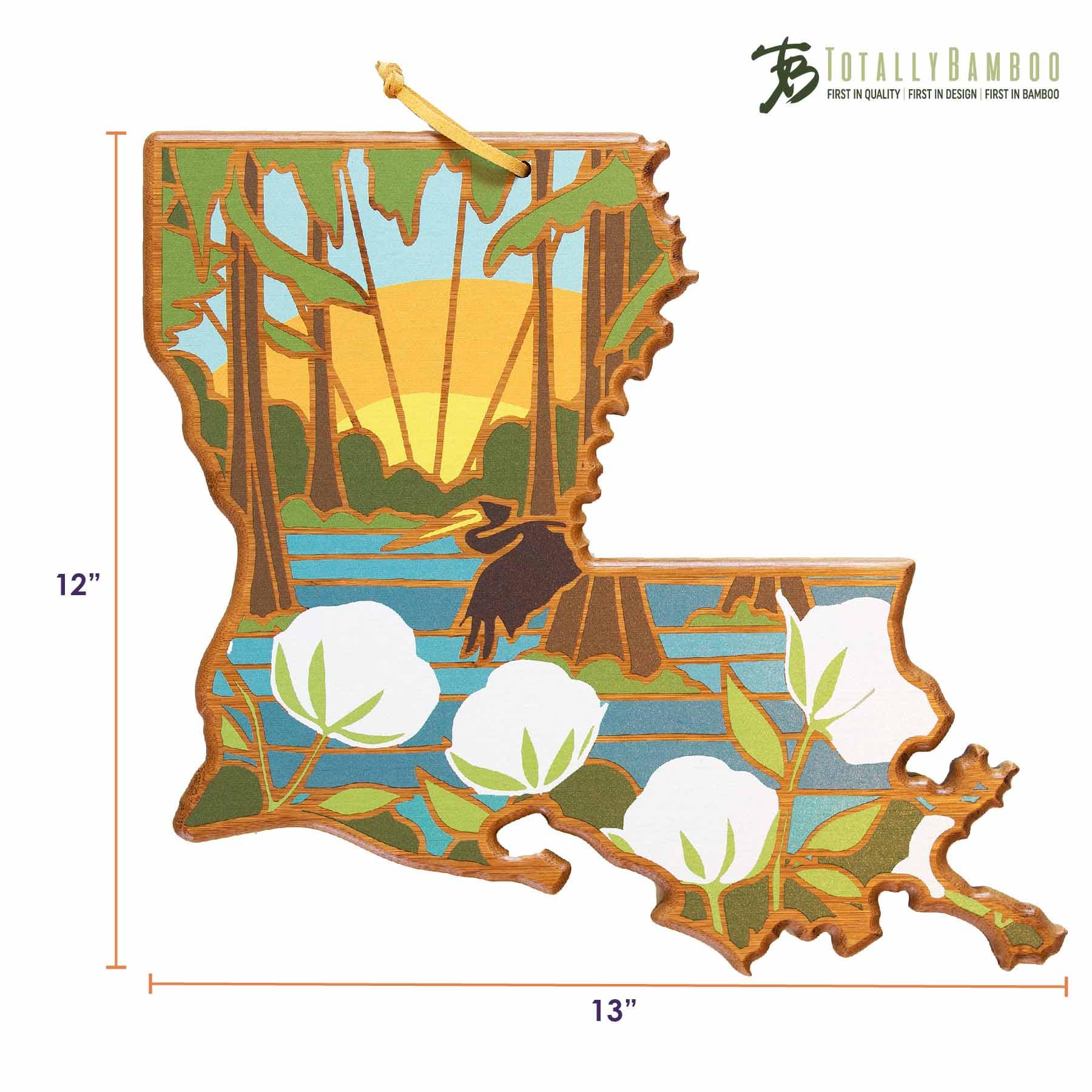Handcrafted Louisiana Wood Cutting Board with Summer Stokes Artwork - Durable Kitchen Chopping Board for Meat, Vegetables & Cheese - Perfect for Home Cooking & Gifts