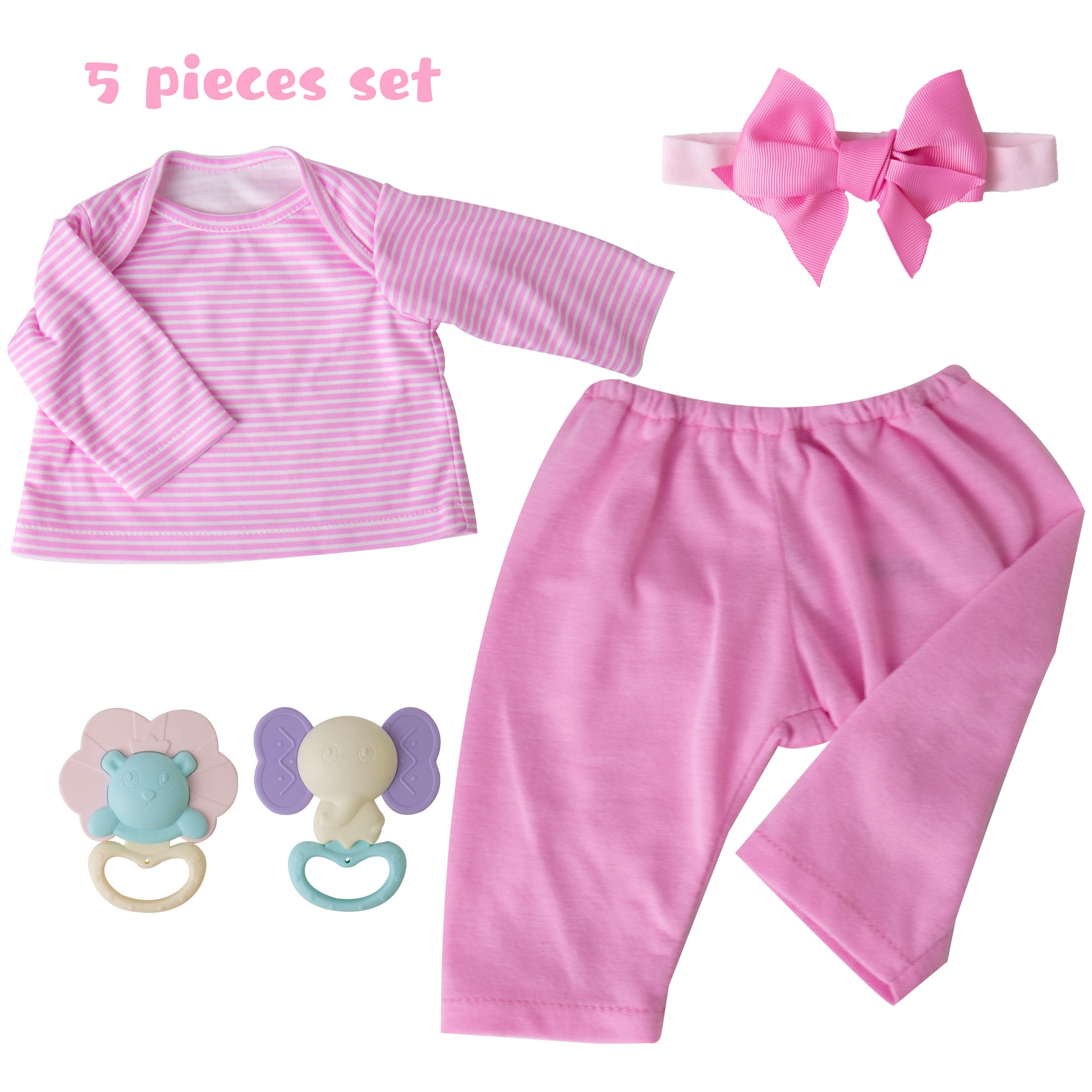 Reborn Baby Doll Clothes Set - Pink Newborn Doll Outfit & Accessories for 17-22 Inch Realistic Baby Dolls | Perfect for Collectors, Gift Giving & Role Play Scenes