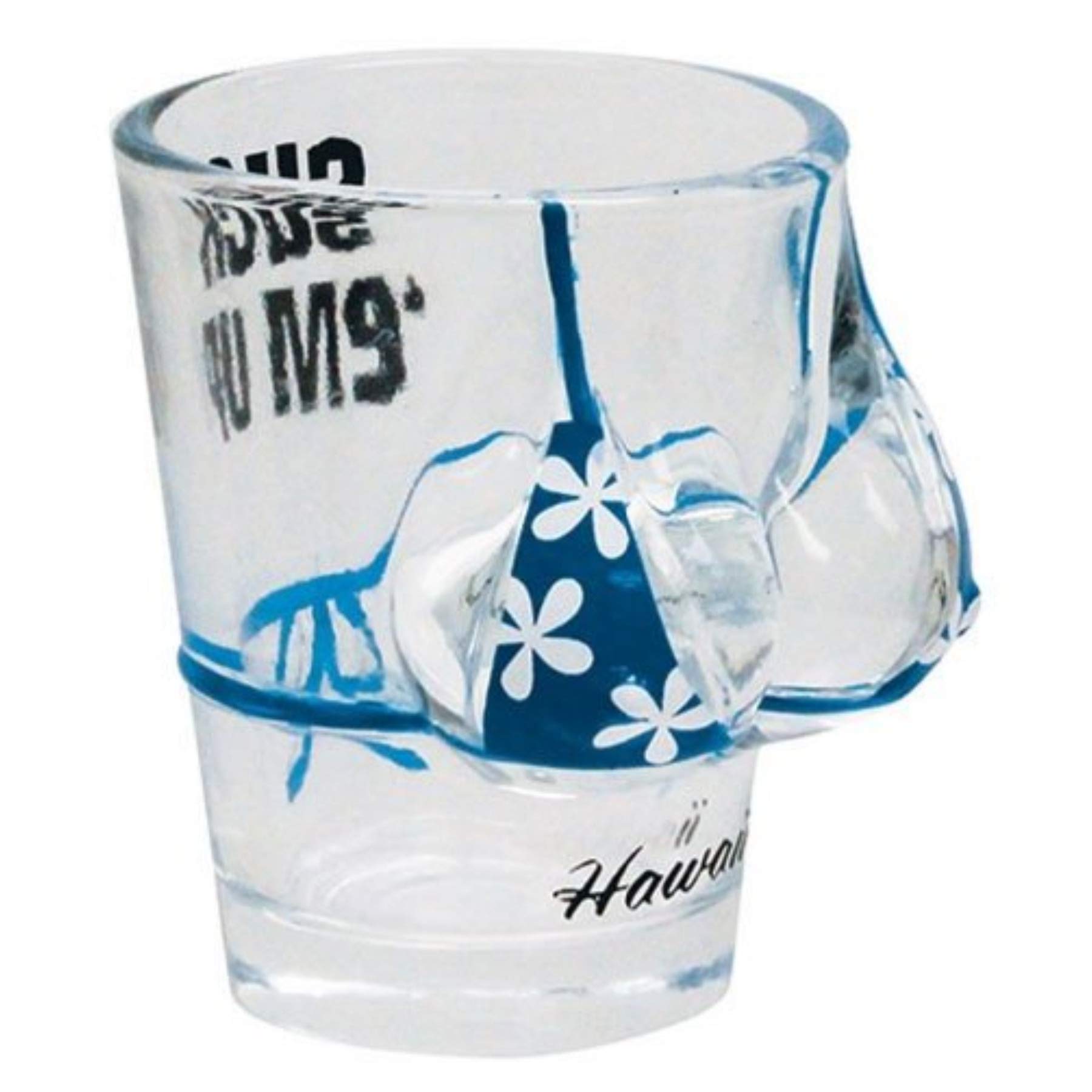 Hawaiian Shot Glass - Suck 'Em Up Plumeria Blue - Perfect for Tropical Parties, Luaus, and Beach Themed Events