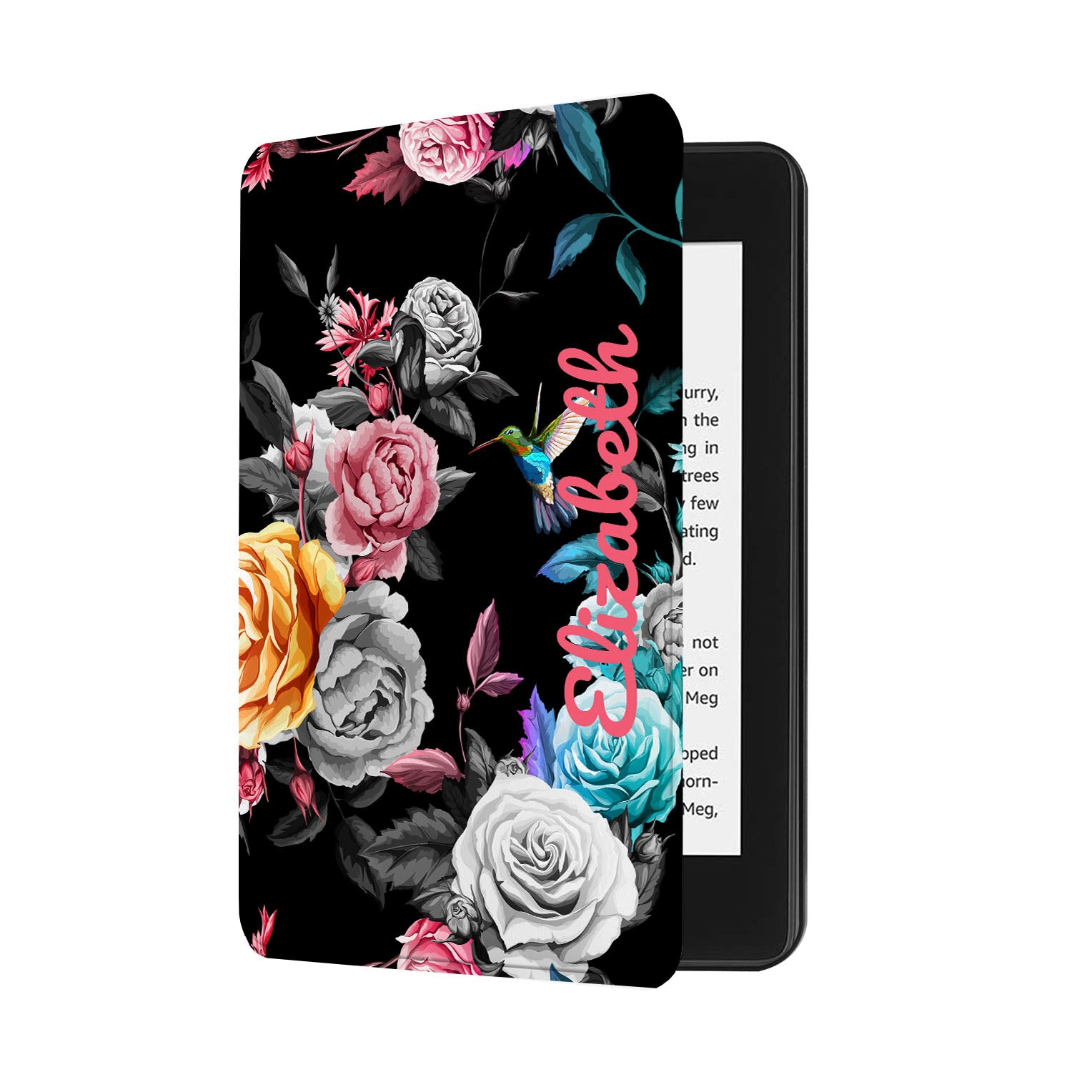 Premium Kindle Case with Black Floral Design - Slim Protective Cover for Kindle E-Readers - Perfect for Reading at Home, Travel & Commuting