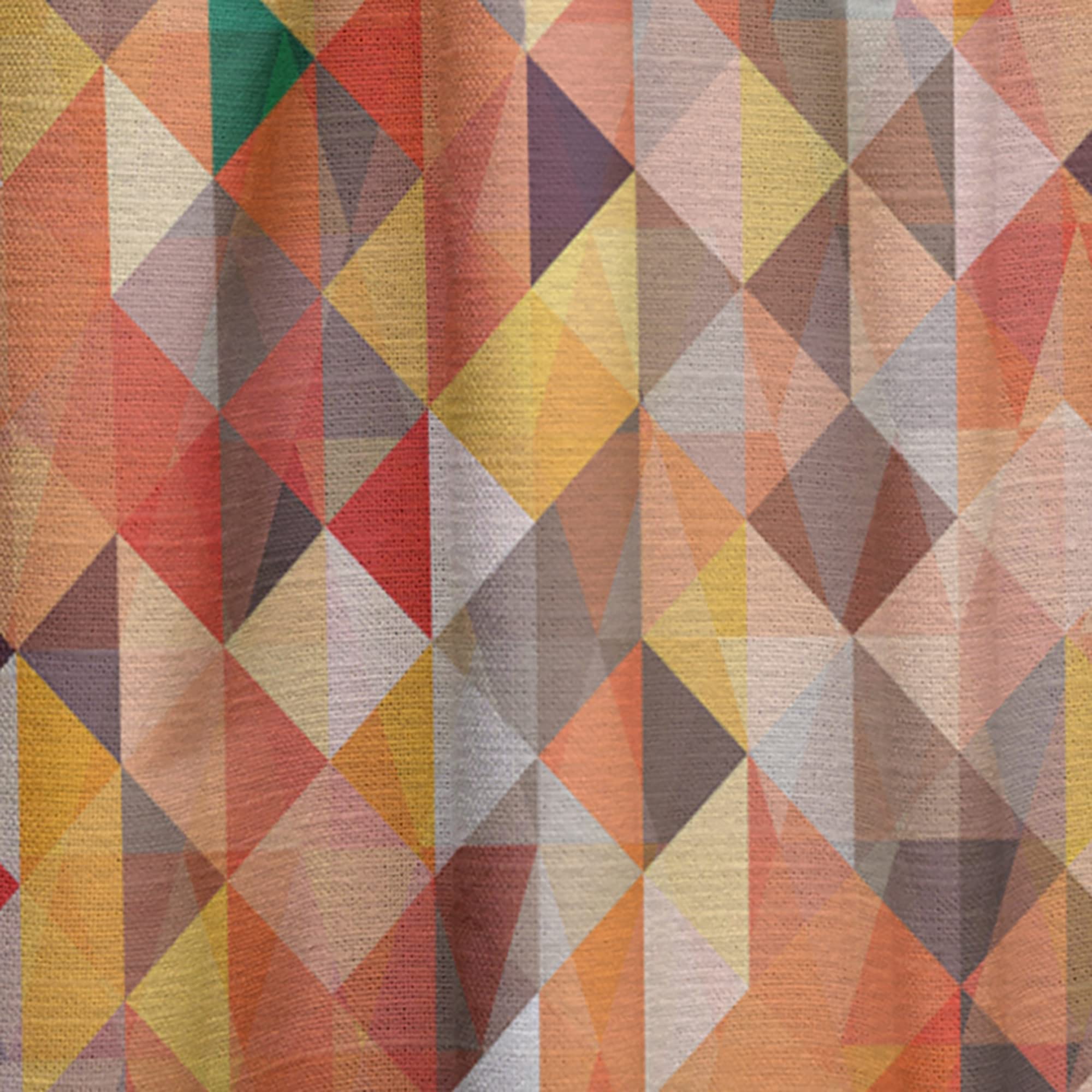 DesignQ Geometric Triangle Pattern Thermal Insulated Curtains - Red & Orange Single Panel (52x63 inches) for Bedroom & Living Room - Blackout Drapes for Home Decor & Sun Protection