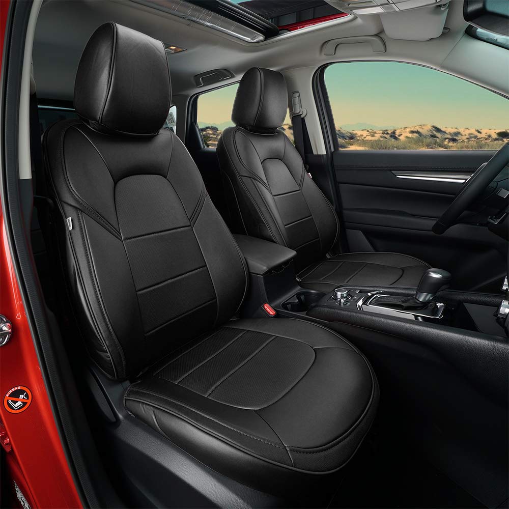 Premium Leatherette Car Seat Covers Full Set - Waterproof 4 Seat Covers, 4 Back Covers & 5 Headrest Covers for Mazda CX-5 (2017-2021 Models) | Perfect for Family Road Trips, Daily Commuting & Car Interior Protection