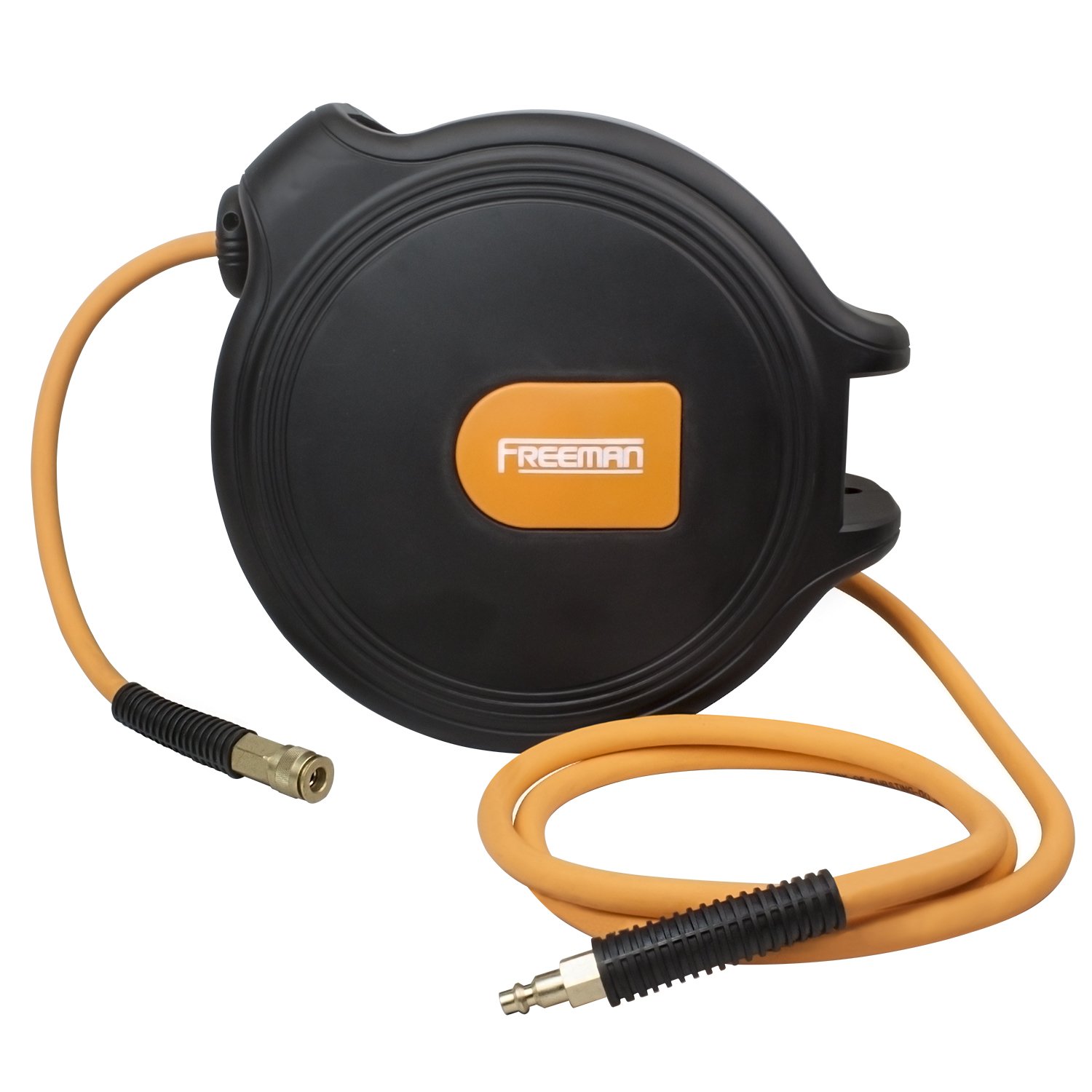 Freeman P3865CHR 3/8 x 65' Compact Retractable Air Hose Reel with Fittings - Spring Loaded Compressed Air Hose with Auto-Guide Rewind & 180° Swivel Mount - Ideal for Garage, Workshop, and Industrial Air Tool Use