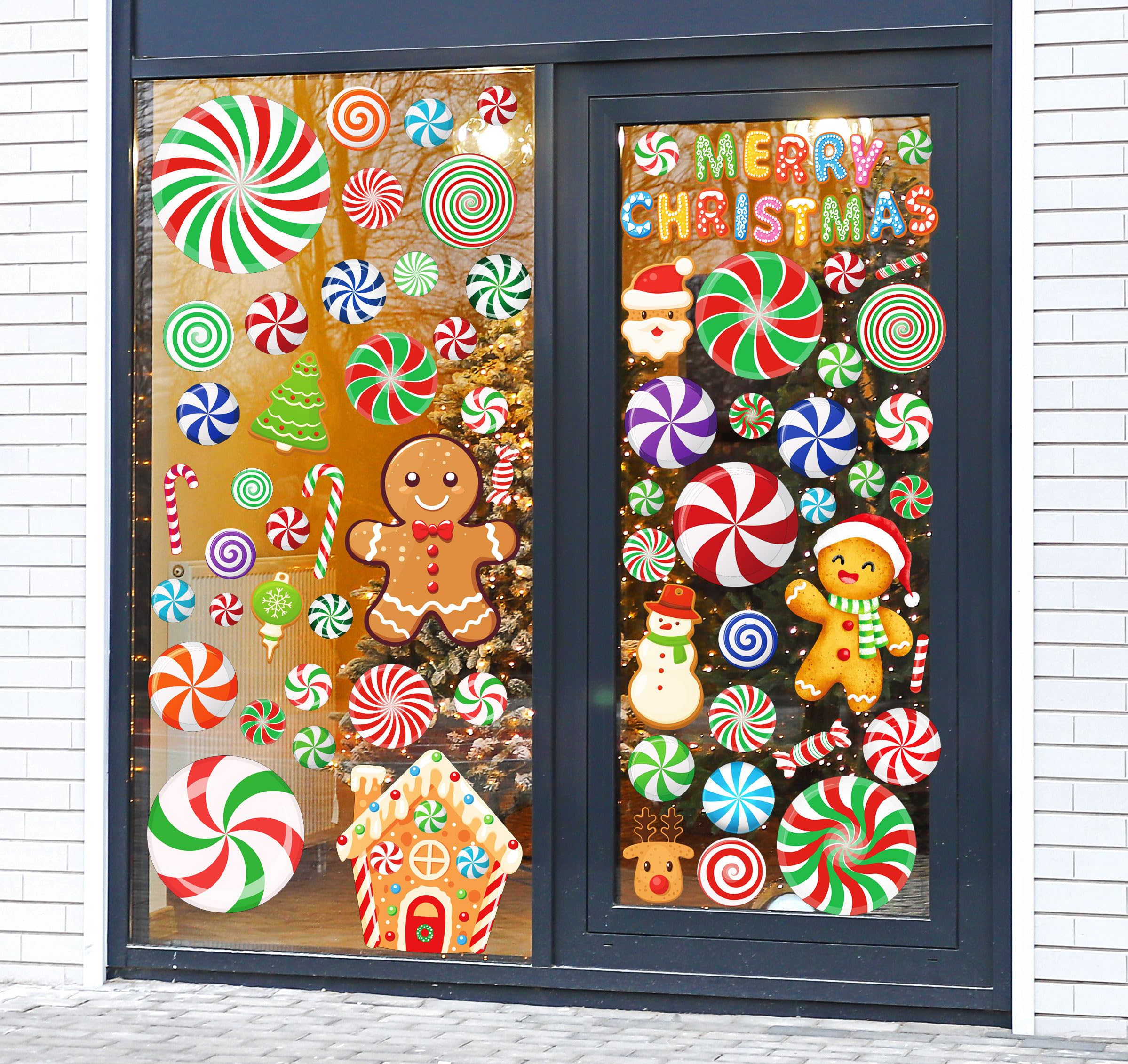 Festive Christmas Candy Cane Window Clings - Holiday Window Stickers & Decals for Home, School, Office Decor (Set of 24) - Perfect for Glass Doors, Windows, Classrooms & Holiday Party Decorations