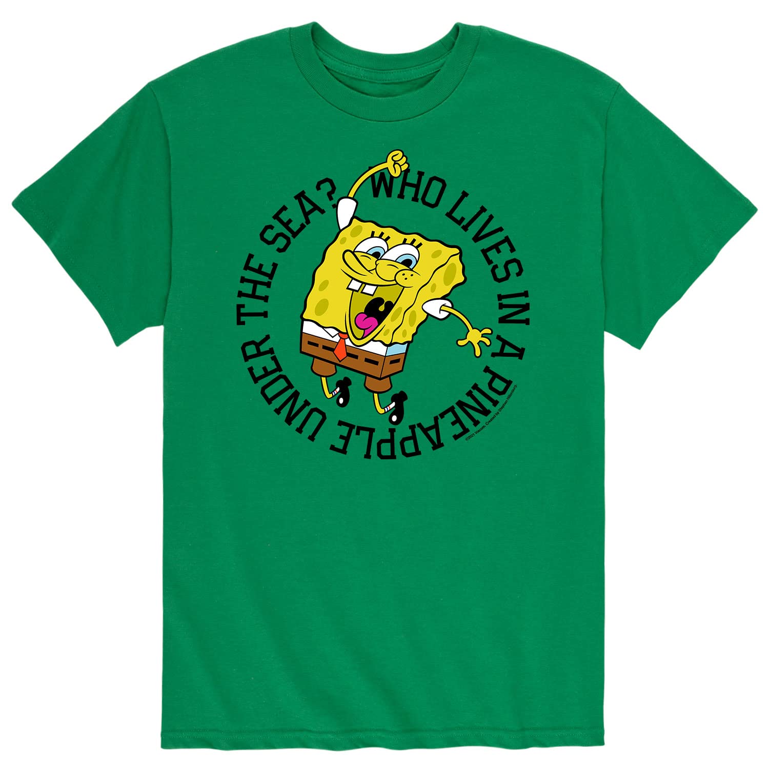 Spongebob Squarepants 'Who Lives in A Pineapple' Men's Graphic T-Shirt - Funny Cartoon Short Sleeve Tee for Casual Wear & Fan Gifts