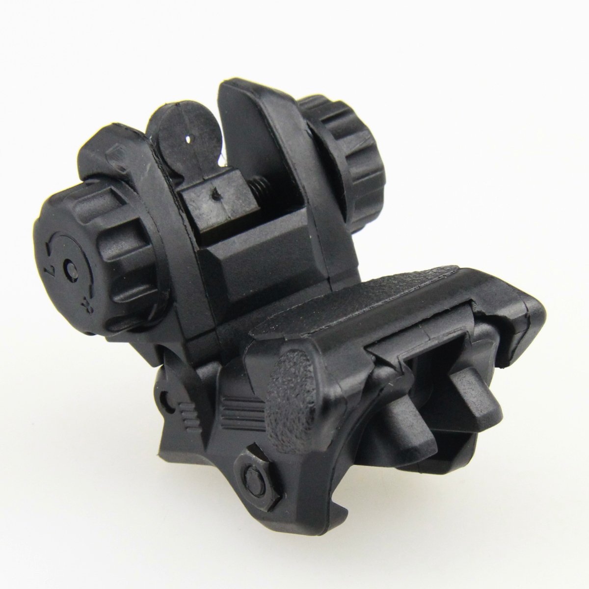TACFUN Black Polymer Tactical Flip-Up Folding Sights - Front & Rear Auto-Deploy Iron Sights for AR-15, AK-47, Rifle & Shotgun - Perfect for Hunting, Shooting Range & Tactical Training