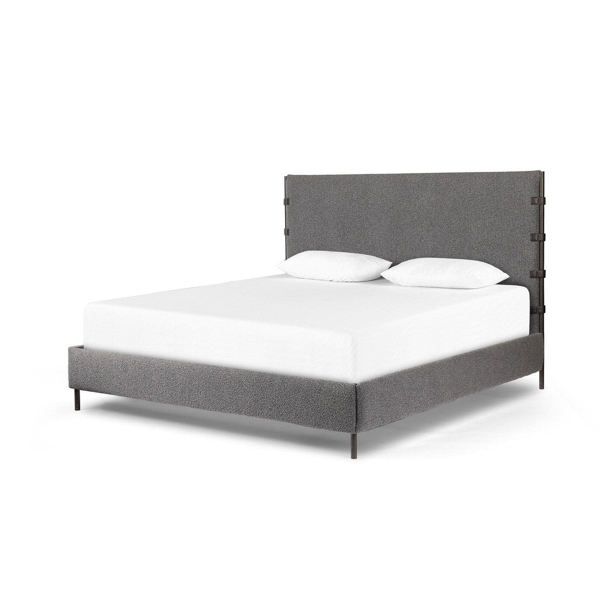 Anders Bed Knoll Charcoal King - Premium Bed Frame for Modern Bedrooms | Perfect for Master Bedroom, Guest Room & Apartment Decor