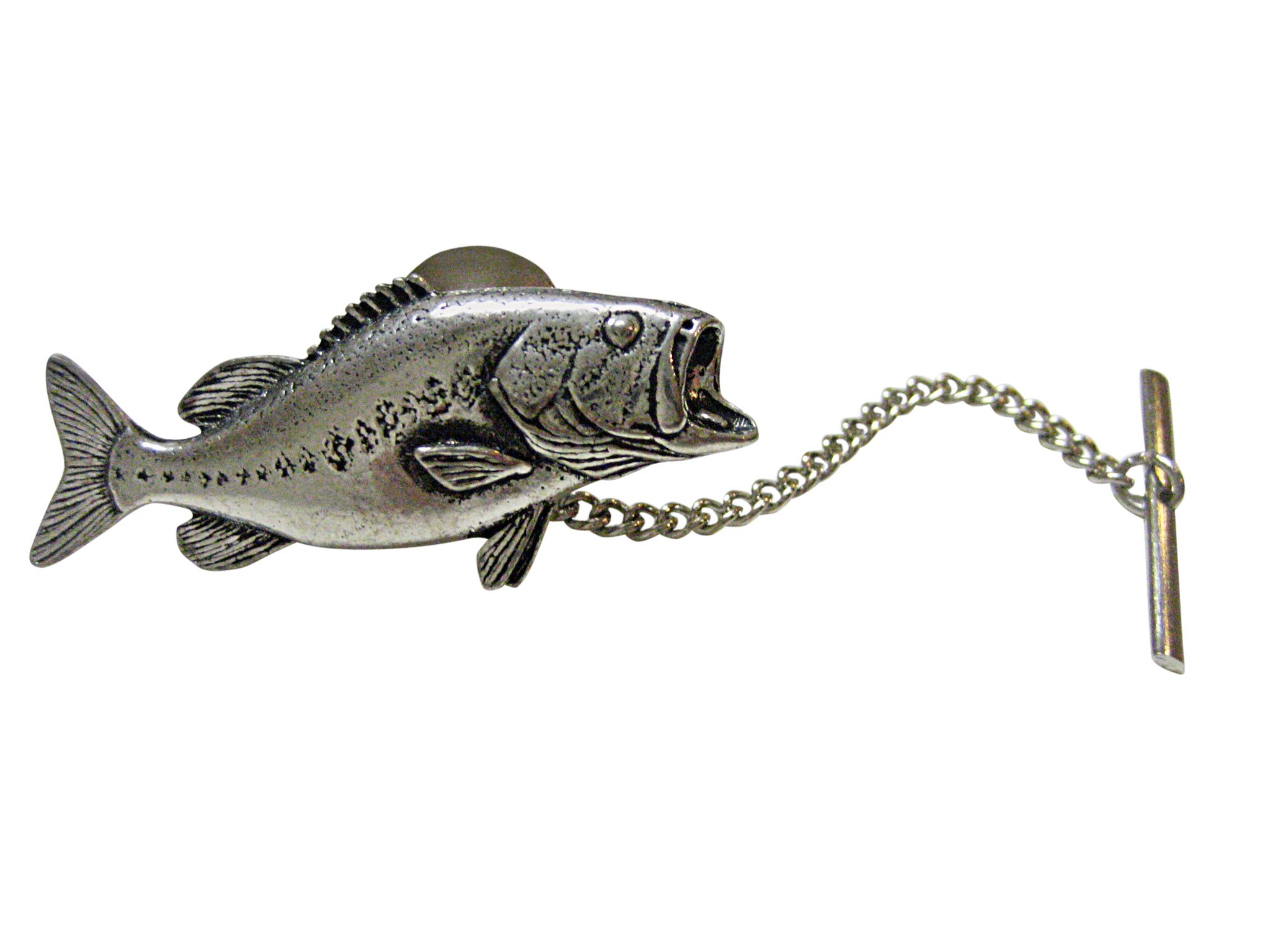 Kiola Designs Bass Fish Tie Tack - Elegant Lapel Pin for Men - Perfect for Fishing Enthusiasts, Business Attire, and Formal Events
