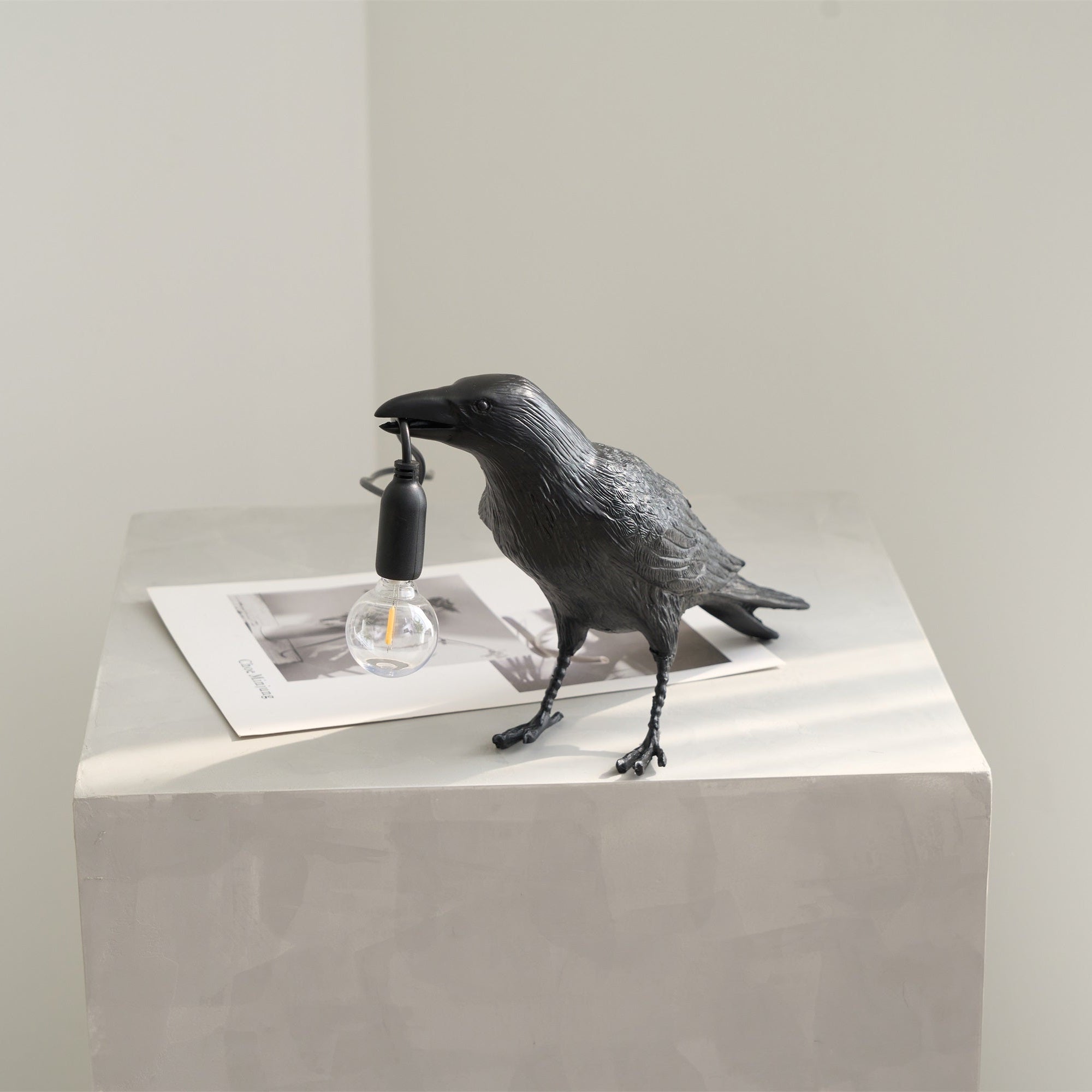 Raven Resin Table Lamp - Modern Gothic Home Decor for Bedroom, Living Room, Office - Handcrafted Night Light with Adjustable Brightness for Reading & Relaxation