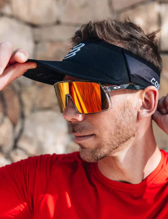 Compressport Spiderweb Ultralight Visor Hat - Black & White for Running, Cycling & Outdoor Sports