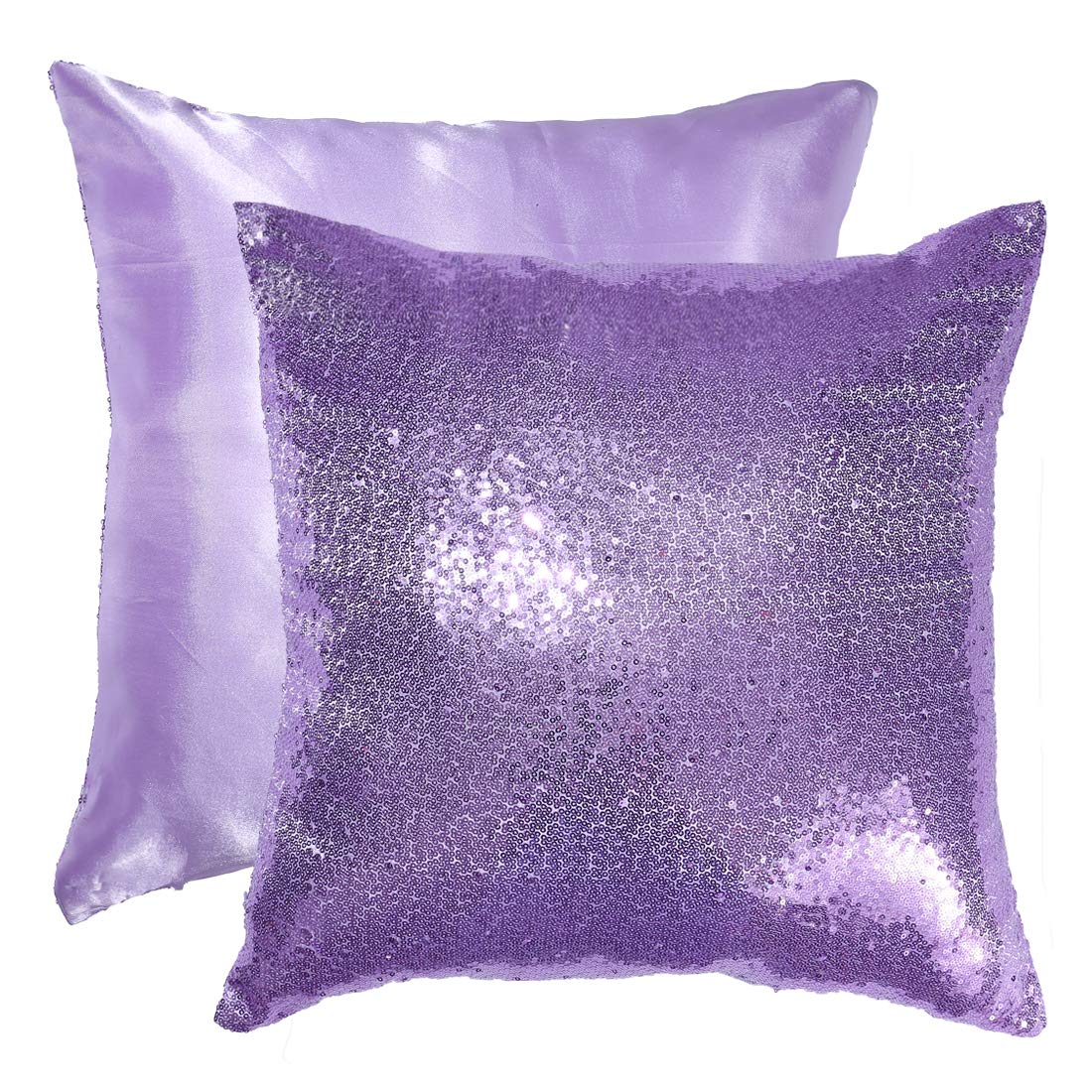 Lavender Sequin Decorative Pillow Covers Set of 2 - 18x18 Inch Sparkling Throw Pillow Covers for Sofa, Couch & Bed - Perfect for Living Room Decor, Home Accents and Gift Giving