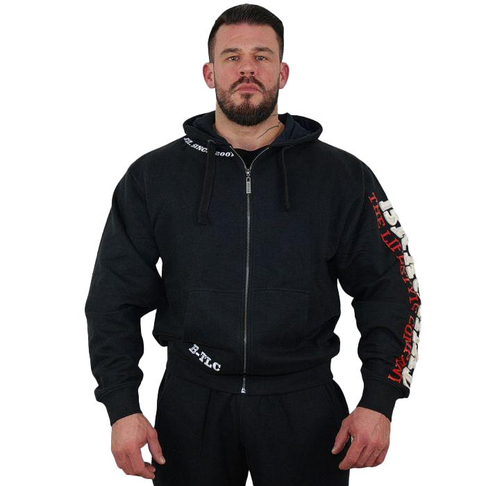 Brachial Zip Hoodie for Gym & Workouts - Black & White - Perfect for Training, Running & Casual Wear