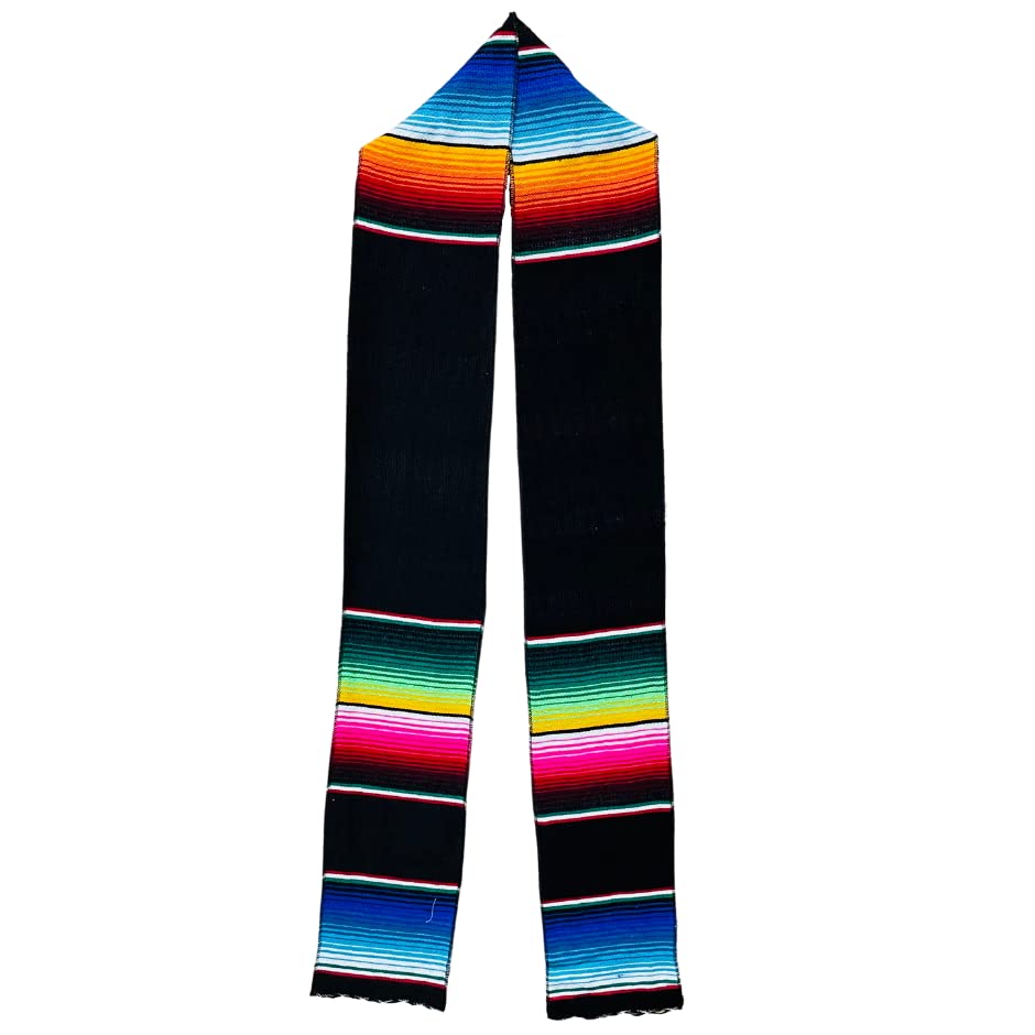 Handmade Mexican Sarape Graduation Stole & Sash - Black Mix for Graduation Ceremonies, Cultural Events & Celebrations