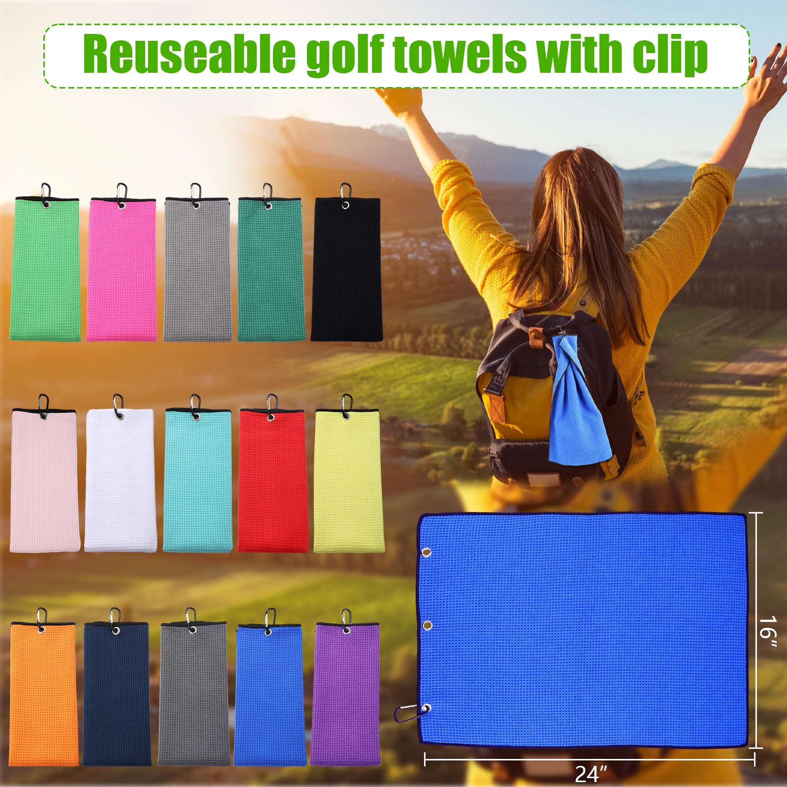 Premium Microfiber Waffle Golf Towels 16