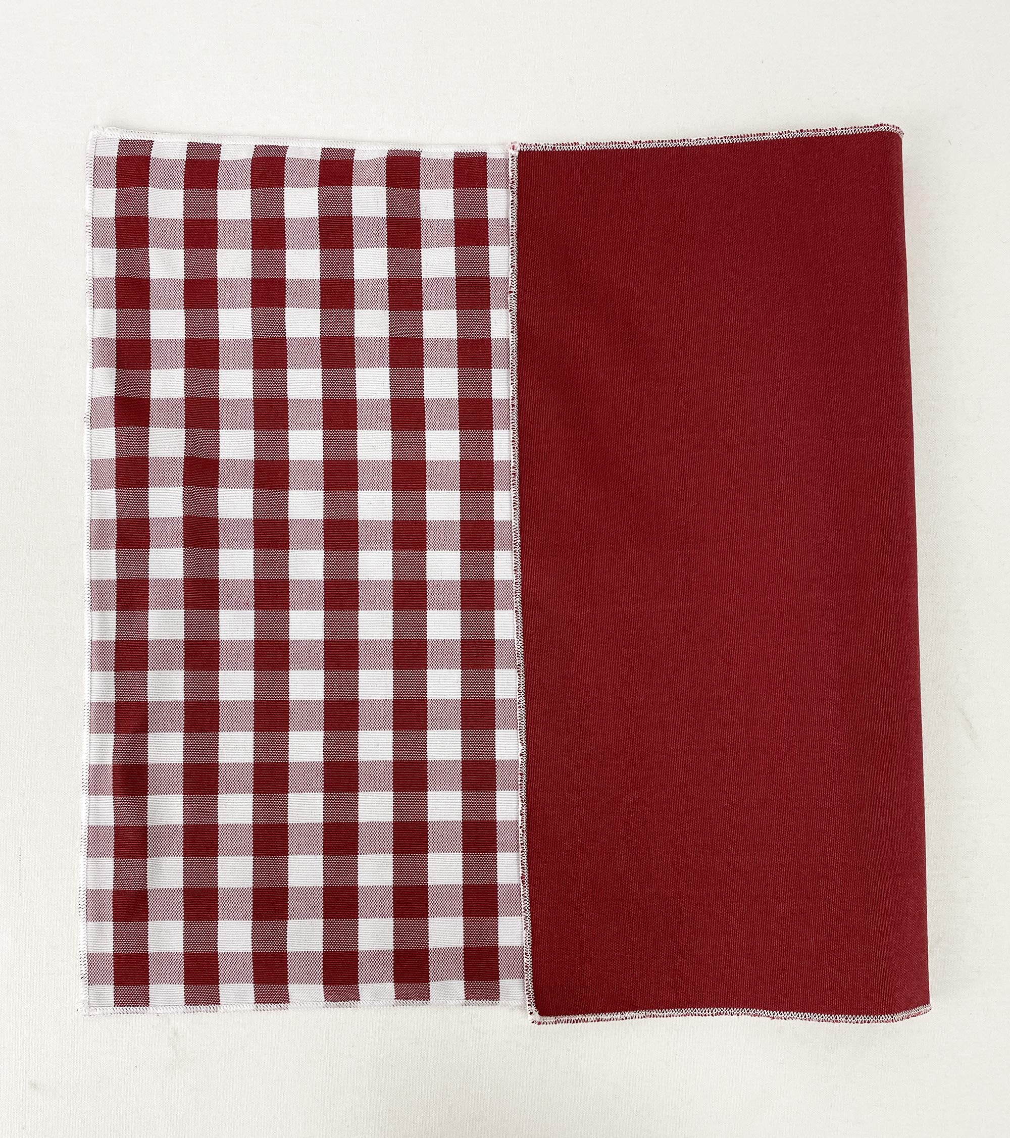 Fennco Styles Handmade Reversible Checkered Placemats Set of 4 - 14x20 Inch Farmhouse Table Mats for Dining, Kitchen, Banquet & Special Events | Rustic Red Checkered Design for Home Decor, Parties & Holiday Gatherings