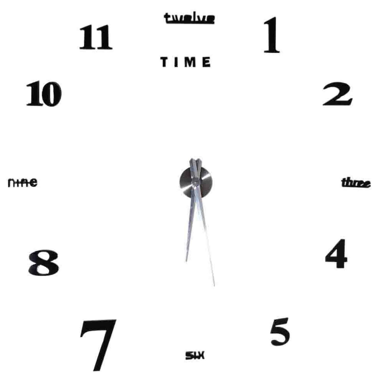 Modern DIY Frameless Wall Clock Sticker Kit - 3D Mirror Surface Decorative Sticker for Home & Office - Large Black Wall Clock (Battery Not Included) - Perfect for Living Room, Bedroom, Office Decor