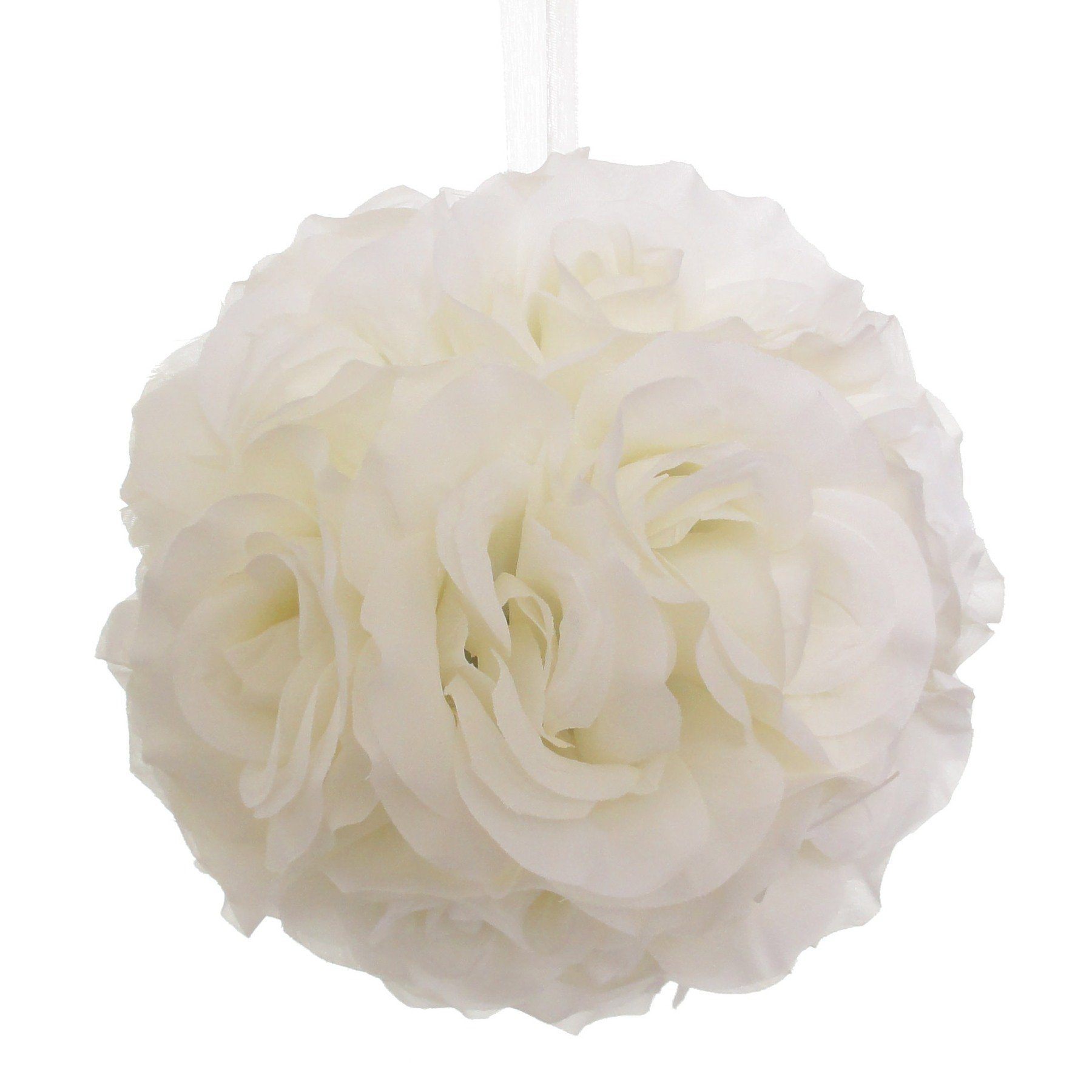 10 Inch Ivory Silk Rose Pomander Kissing Balls - Elegant Wedding Decoration for Aisle, Centerpieces & Bridal Bouquet Alternatives