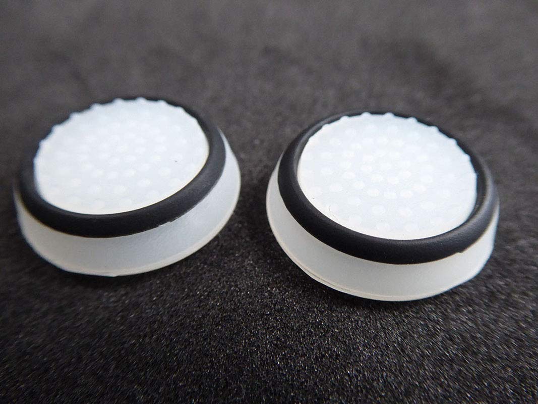 Silicone Thumb Stick Joystick Cap for Nintendo Switch Joy-Con - Analog Grip Cover (White & Black) - Improve Gaming Comfort & Control - Perfect for Nintendo Switch, Switch Lite & OLED Models