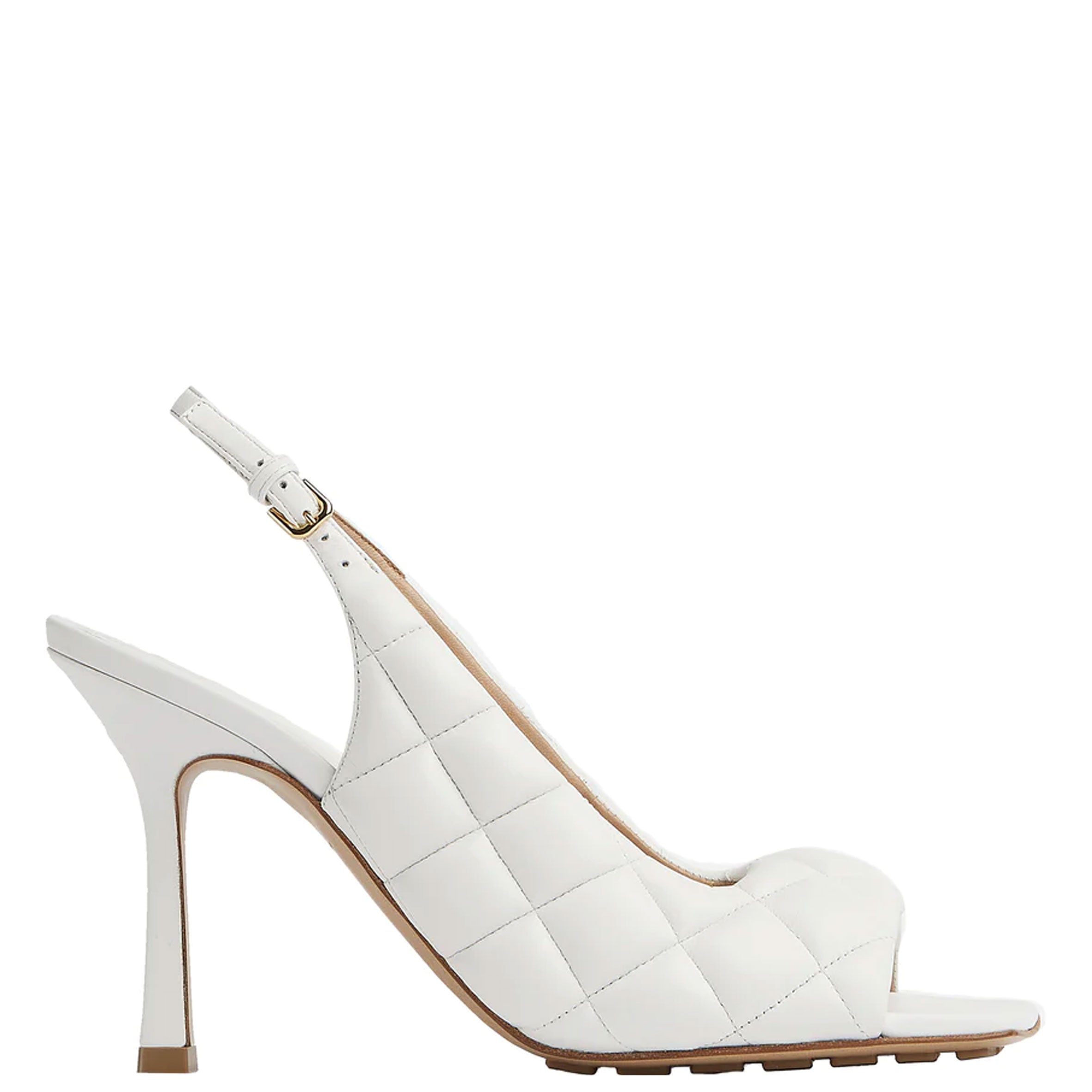 Comfortable Padded Slingback Peep Toe Heels in Optic White - Perfect for Weddings, Parties & Office Wear
