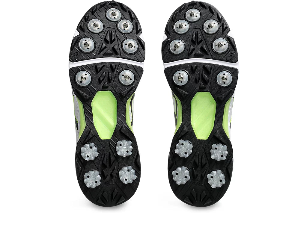 ASICS 350 Not Out White/Black Cricket Shoes with Metal Spikes - Professional Cricket Footwear for Matches & Training
