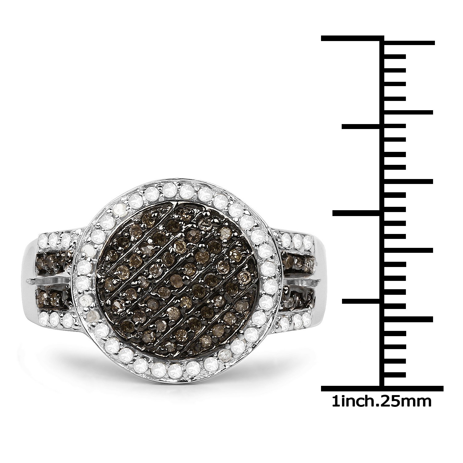 0.44 Carat Genuine Champagne & White Diamond Sterling Silver Ring for Women | 925 Silver Engagement Wedding Promise Ring | Perfect for Anniversary, Proposal & Special Occasions