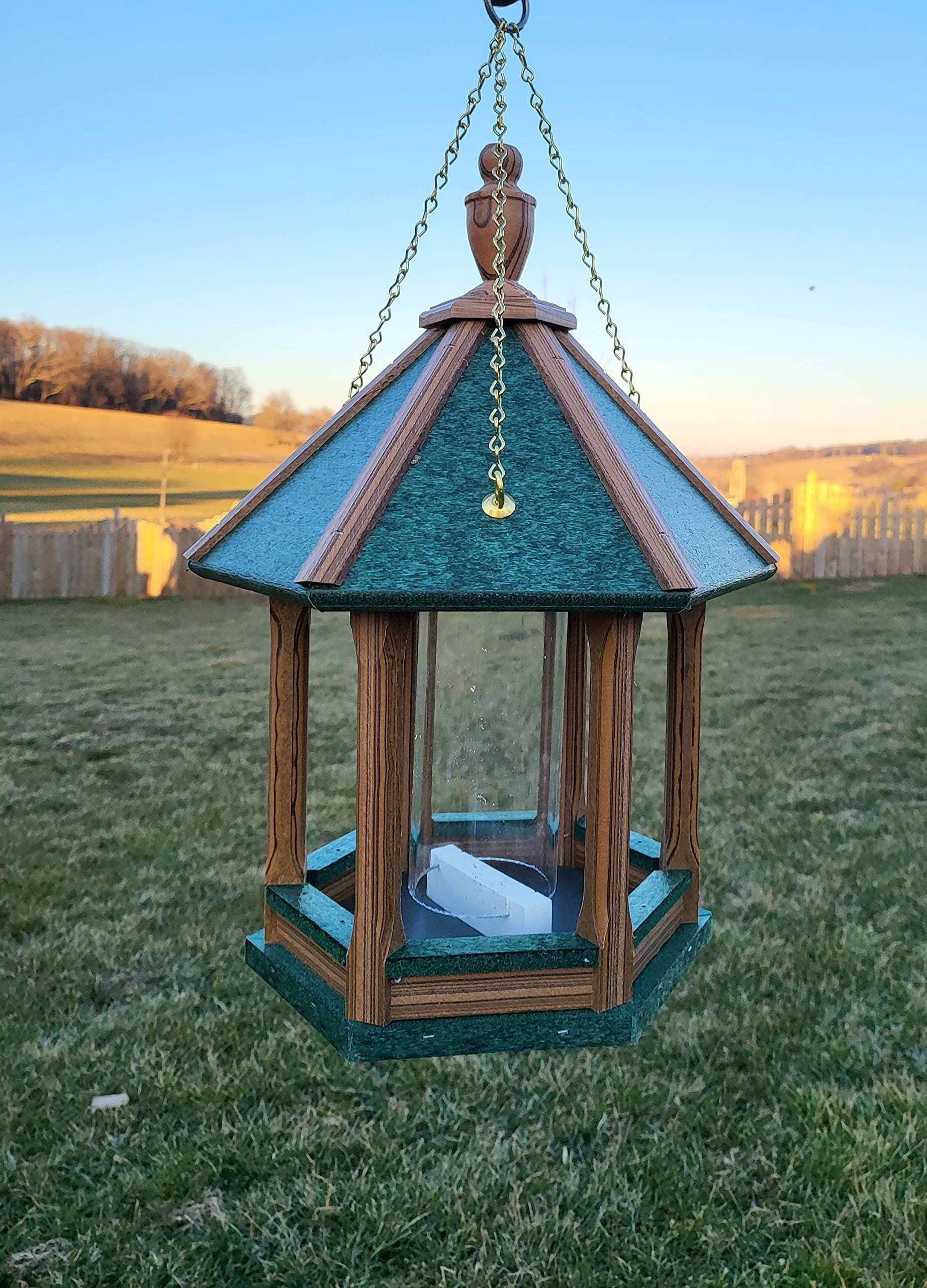 Premium Amish-Made Hanging Bird Feeder - Weather-Resistant Poly Lumber Feeding Tube for Outdoor Use - Perfect for Backyard, Garden & Patio Bird Watching (Hanging/Post Mount Options)