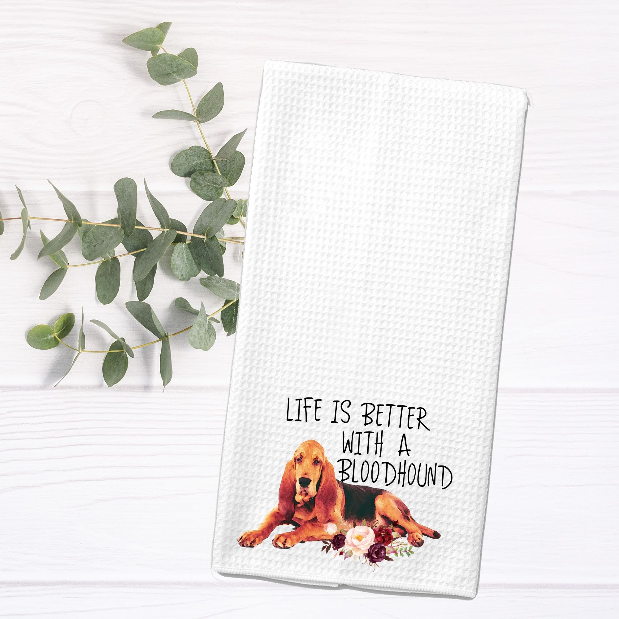 Premium Bloodhound Waffle Weave Microfiber Kitchen Towels - Absorbent & Durable Dog-Themed Dish Cloths for Animal Lovers - Perfect for Cooking, Cleaning & Gifts for Dog Owners