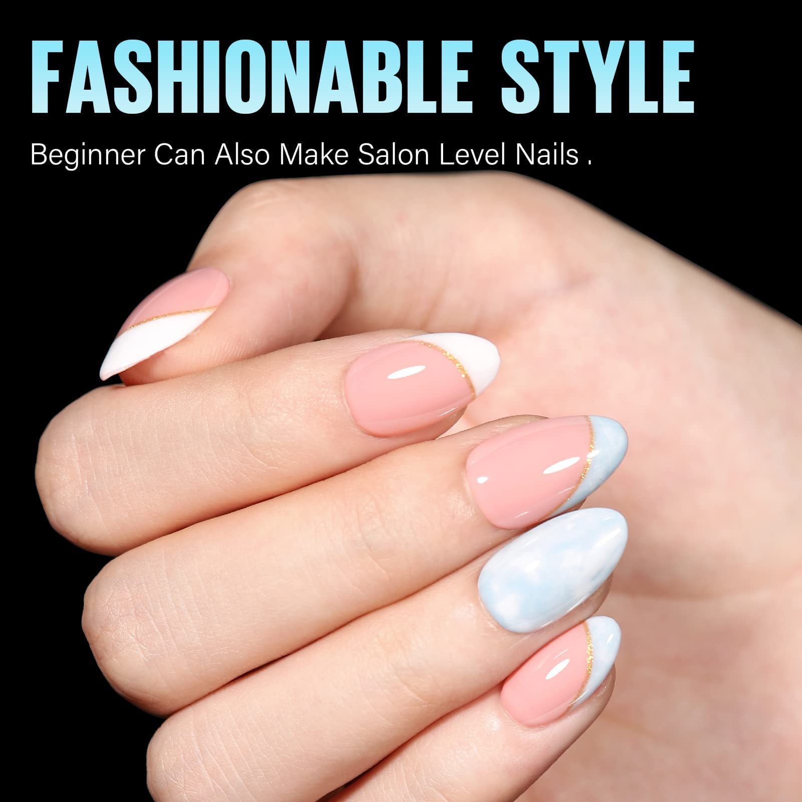 TOMICCA Almond Nail Tips - Short Soft Gel Full Coverage Nail Extensions for Acrylic Nails, Professional Almond Shape Fake Nails for Manicure, Salon & DIY Home Nail Art