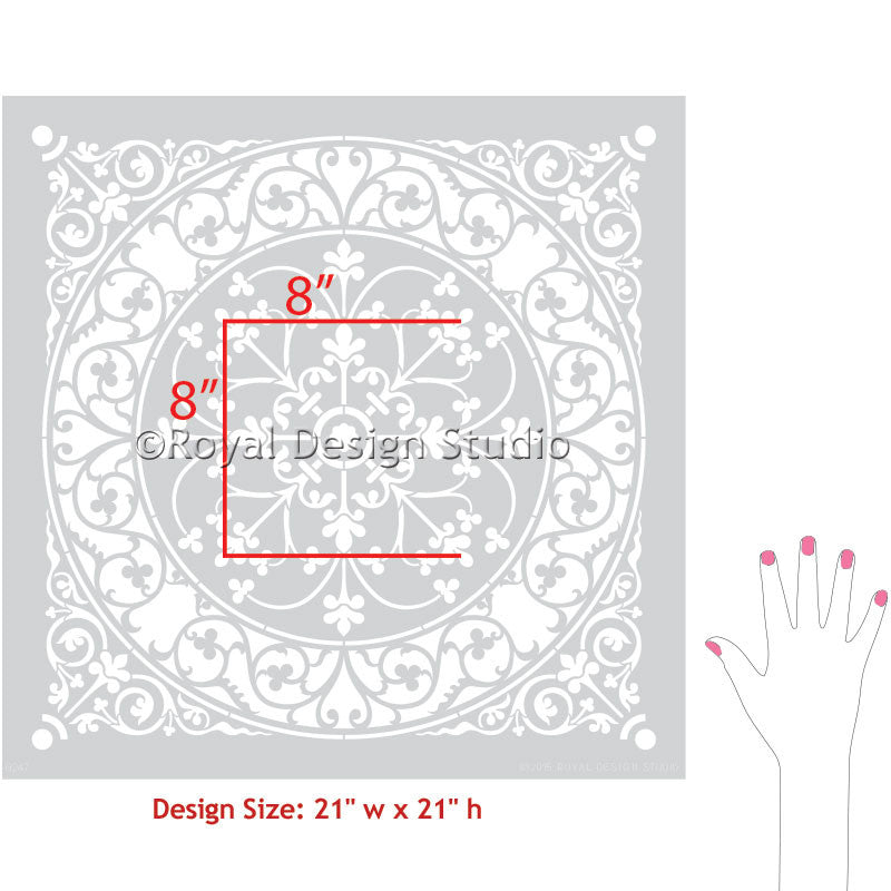 Aragon Damask Tile Wall Stencil - Reusable DIY Painting Template for Home Decor, Bathroom, Kitchen Backsplash - Perfect for Wall Art, Furniture Upcycling & Craft Projects