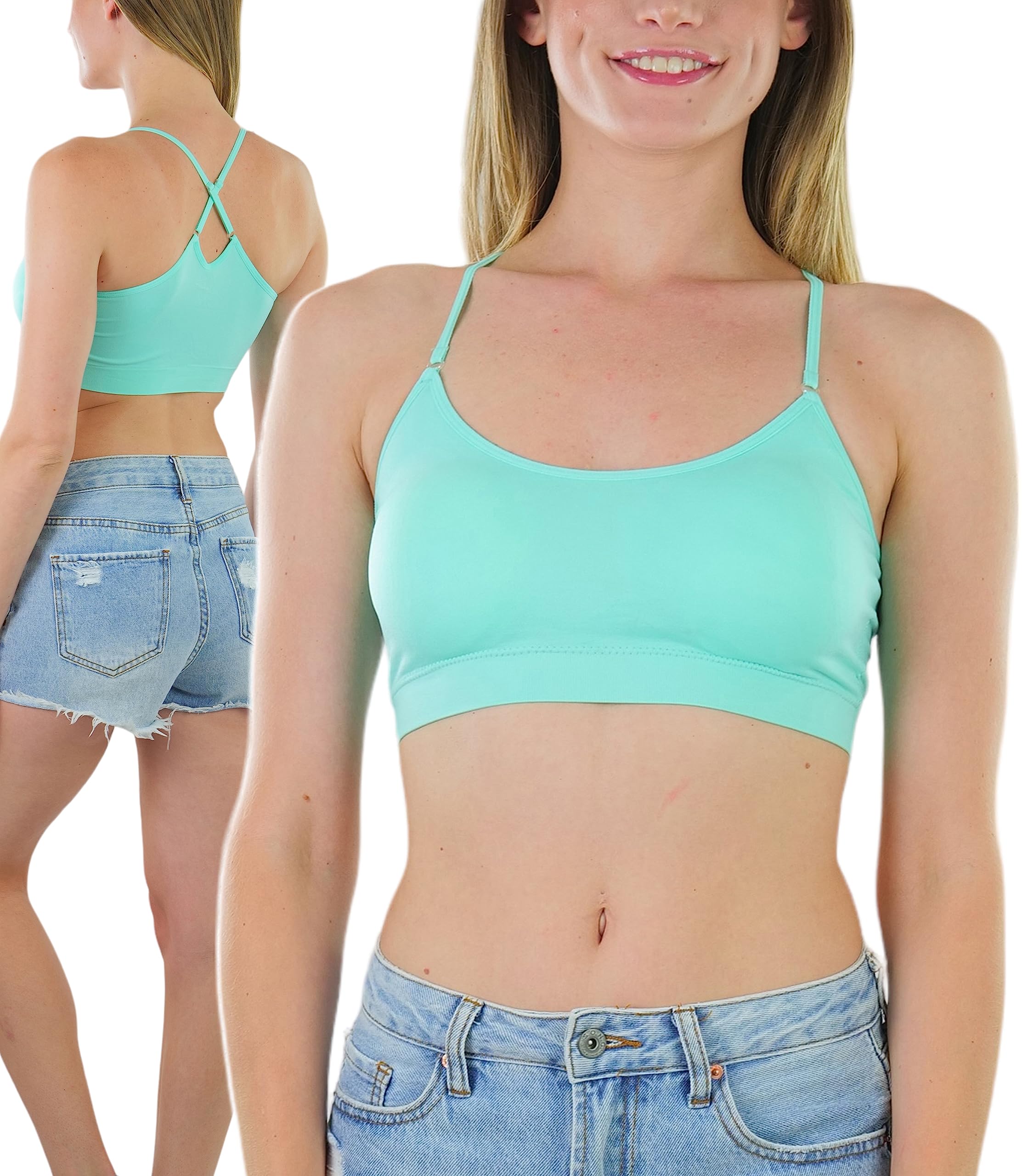 ToBeInStyle Women's Seamless Spaghetti Strap Sports Bra - Supportive Active Wear for Yoga, Running & Gym Workouts - Comfortable Workout Top for Fitness & Daily Wear