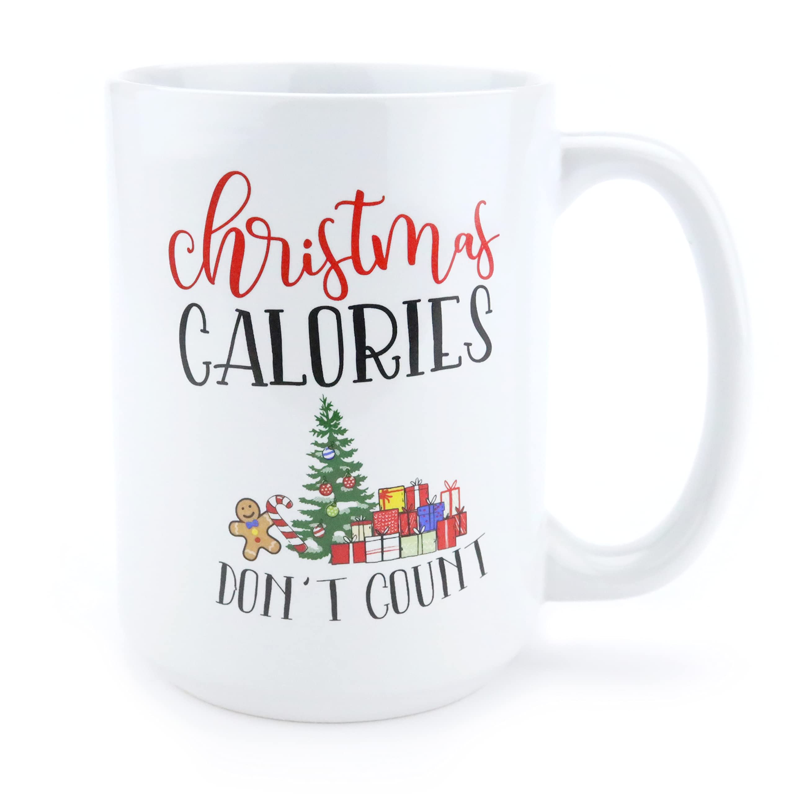 Funny Christmas Coffee Mug - 'Christmas Calories Don't Count' Holiday Gift for Wife, Daughter or Son | 15oz Ceramic Mug in Decorative Gift Box | Perfect for Hot Cocoa, Coffee & Holiday Movie Nights