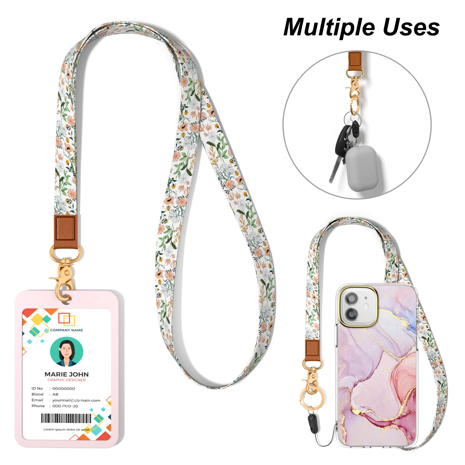 Durable Neck Lanyard Keychain with Adjustable Strap - Universal Key Holder for Women & Men - Perfect for Car Keys, ID Badges, Cards, Wallet & Phone (Ideal for Work, Travel & Outdoor Activities)