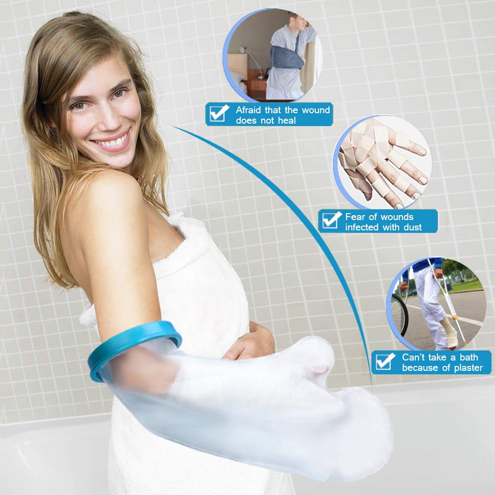 Waterproof Cast Cover for Shower Arm - Half Arm Size (20 Inches) - Broken Arm, Surgery, Wound & Burn Protection - Keeps Hand, Wrist & Fingers Dry - Ideal for Adults with Arm Injuries, Post-Surgery Care & Daily Showering