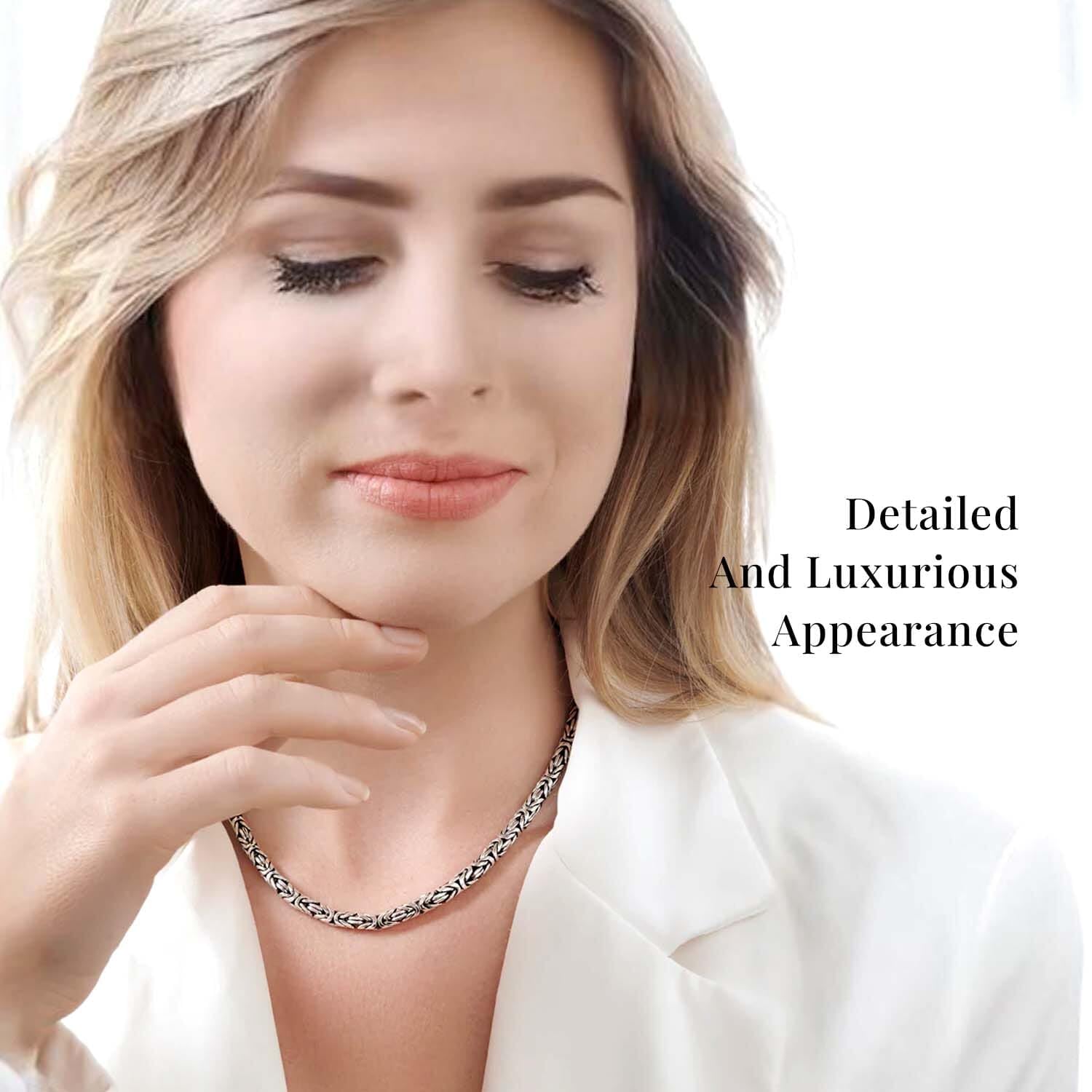 Shop LC Women's Stainless Steel Byzantine Link Chain Necklace - 20-22 Inch Length, 92.2 Grams - Elegant Jewelry Gift for Birthday, Anniversary & Special Occasions | Perfect for Parties, Date Nights & Formal Events