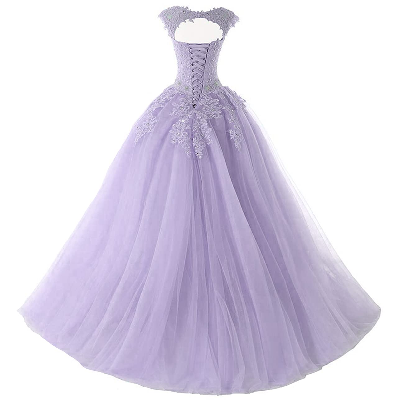 Elegant Long Tulle & Lace Applique Ball Gown - Quinceañera, Prom, Sweet 16 Formal Dress with Beaded Details (US Size 4, Aqua Blue) | Perfect for Quinceañera Celebrations, Prom Nights, Wedding Parties & Special Occasions