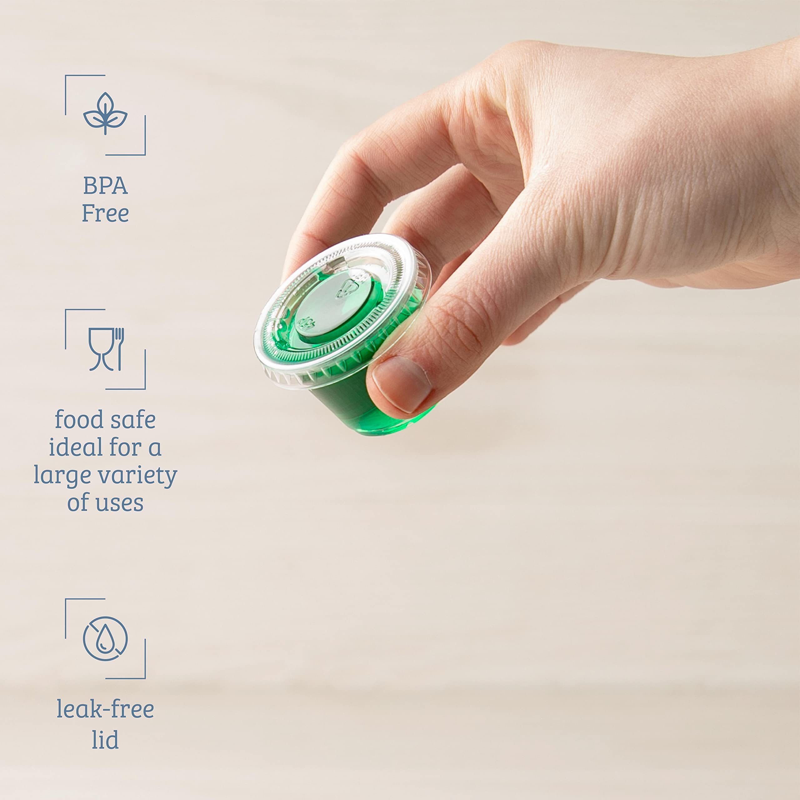 50-Pack 1 oz Plastic Jello Shot Cups with Lids - Small Condiment Containers for Sauces, Dressings, Portion Control - Perfect for Parties, Catering & Food Prep