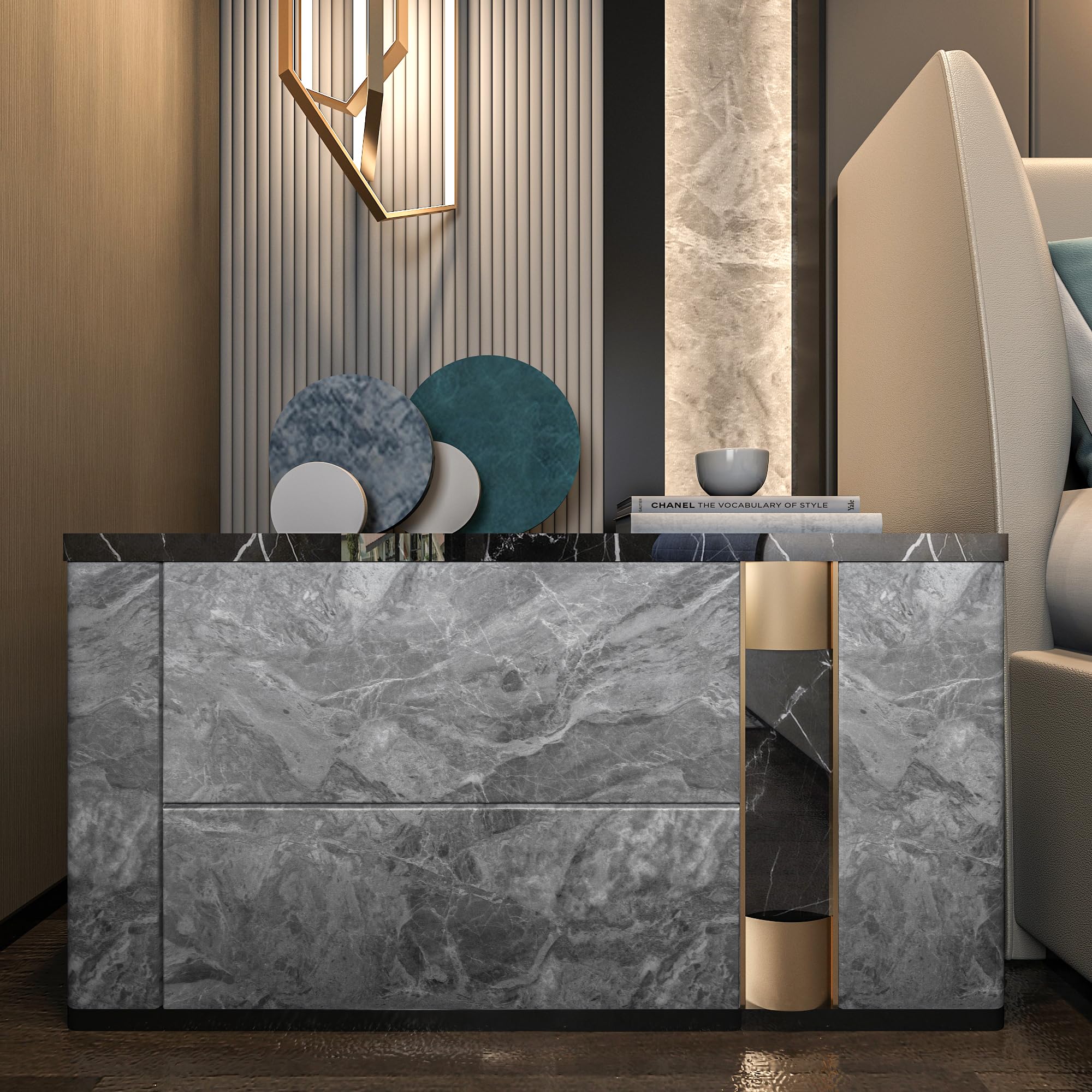 Gray Marble Contact Paper - Textured Granite Peel & Stick Wallpaper - Waterproof Removable Vinyl Wrap for Countertops, Kitchen Tables, Cabinets & Furniture - Easy DIY Matte Finish Decoration
