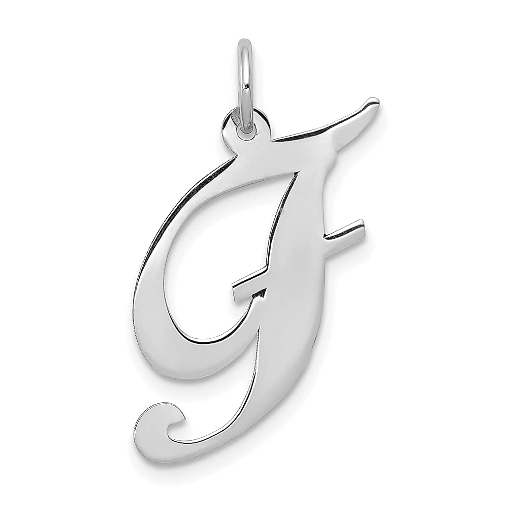 14K White Gold Large Script Letter F Initial Monogram Charm Necklace - Elegant Personalized Jewelry Gift for Women, Perfect for Birthdays, Anniversaries & Special Occasions