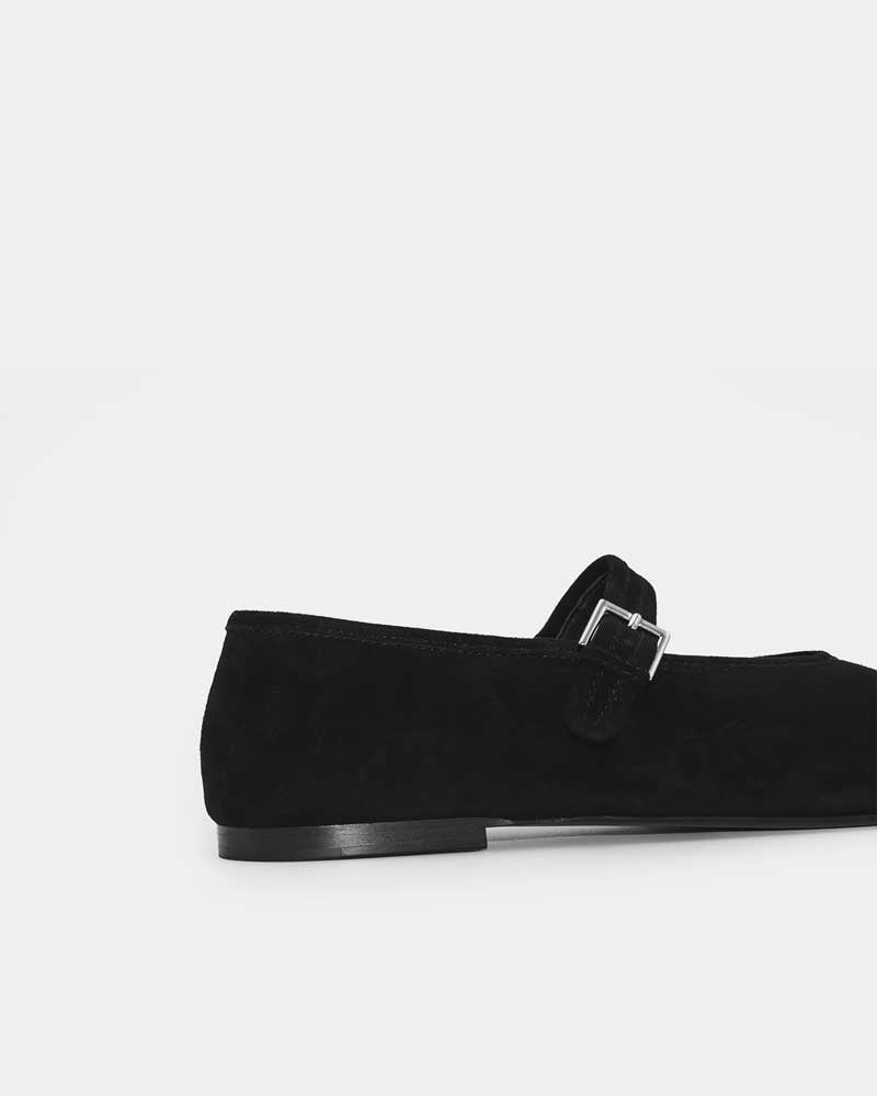 Black Suede Leather Ballet Flats for Women - Comfortable Slip-On Shoes for Work, Travel & Casual Wear