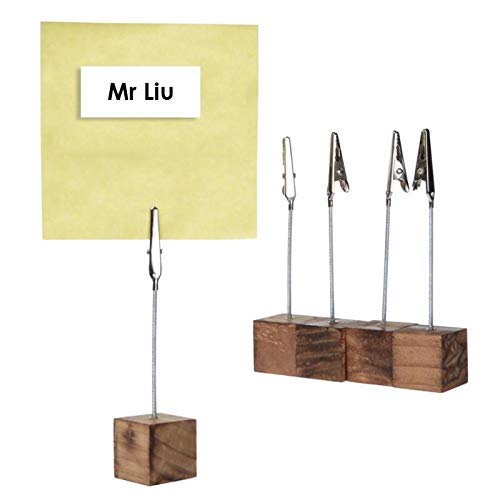 10pcs Wooden Card Holder Stand - Photo Memo Notes Clip for Desktop, Square Message Card Display - Home Office Party Decor & Craft Accessories | Perfect for Weddings, Events, and DIY Projects