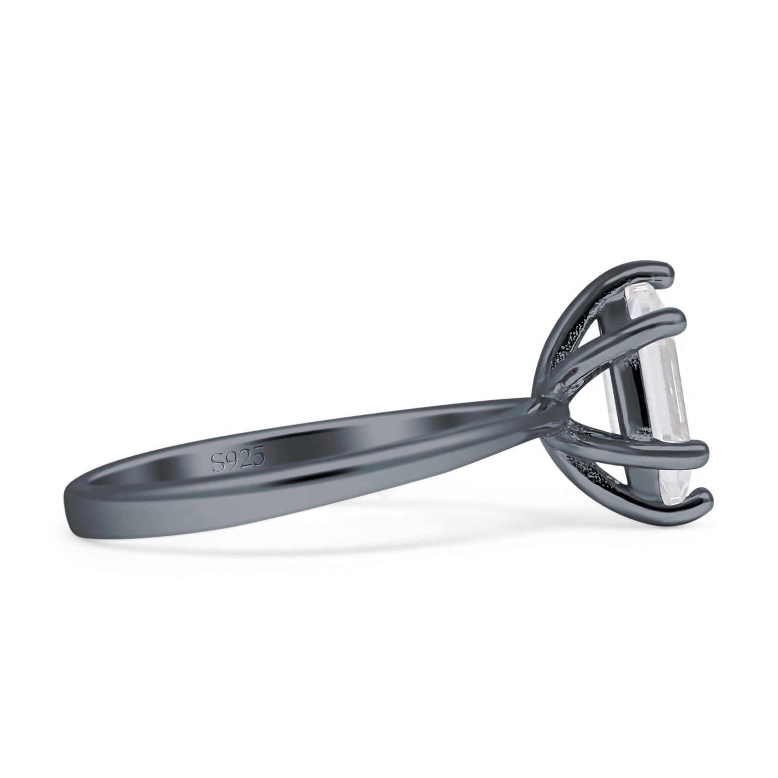 6 Claw Elongated Hexagon Ring with Cubic Zirconia - 925 Sterling Silver Jewelry for Women | Perfect for Engagement, Wedding & Anniversary Gifts
