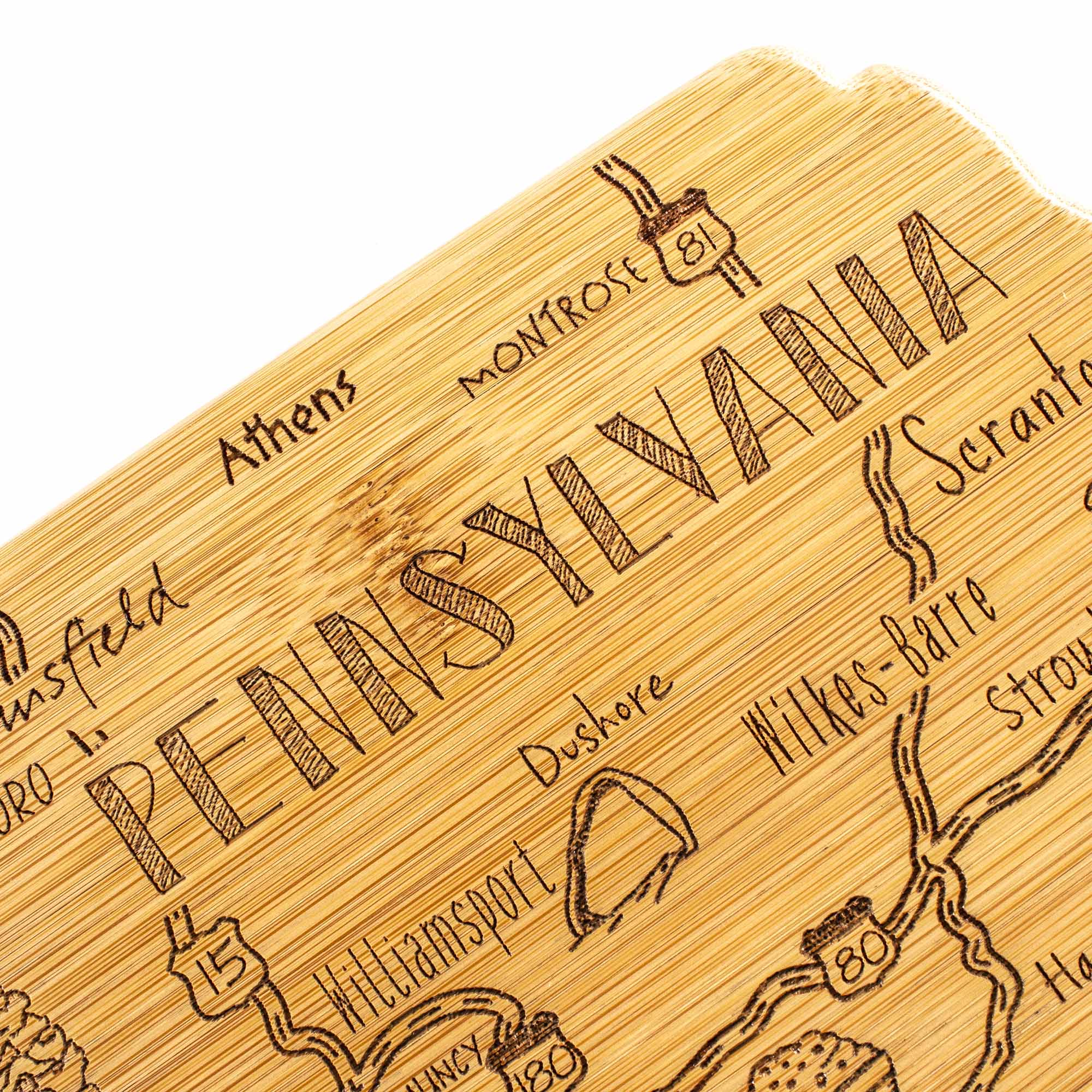 Premium 16 x 9 3/4 Inch Pennsylvania Themed Wooden Cutting Board - Perfect for Kitchen Prep, Charcuterie Boards & Home Decor