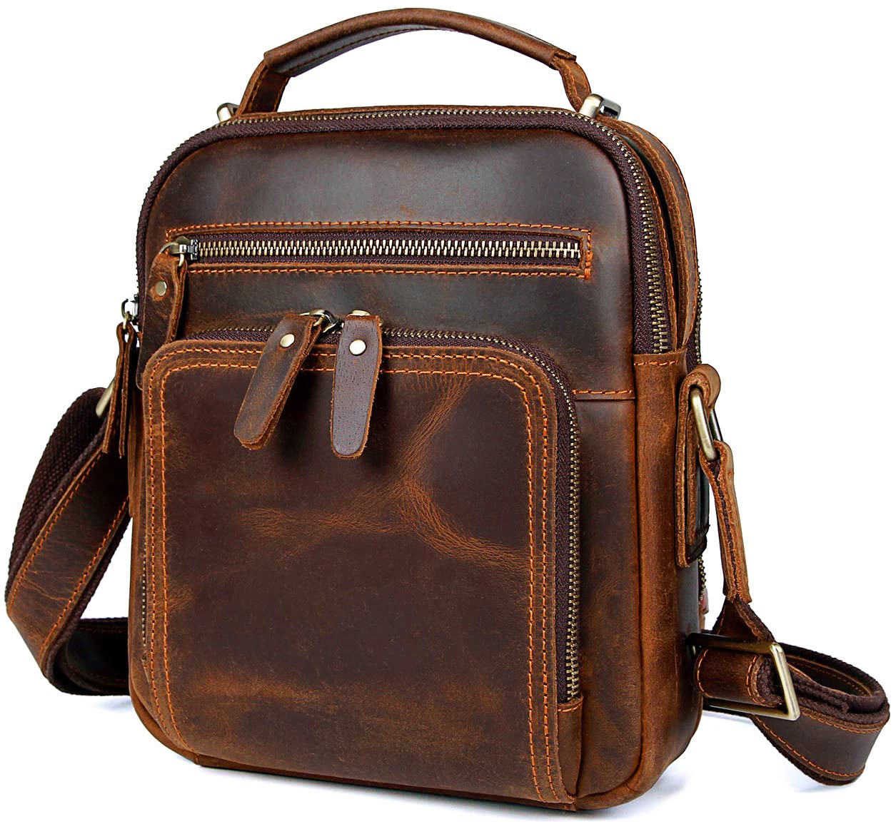 EURYNOME Genuine Full Grain Leather Messenger Bag for Men - Stylish & Durable Crossbody Shoulder Bag for Work, Travel & Daily Commute